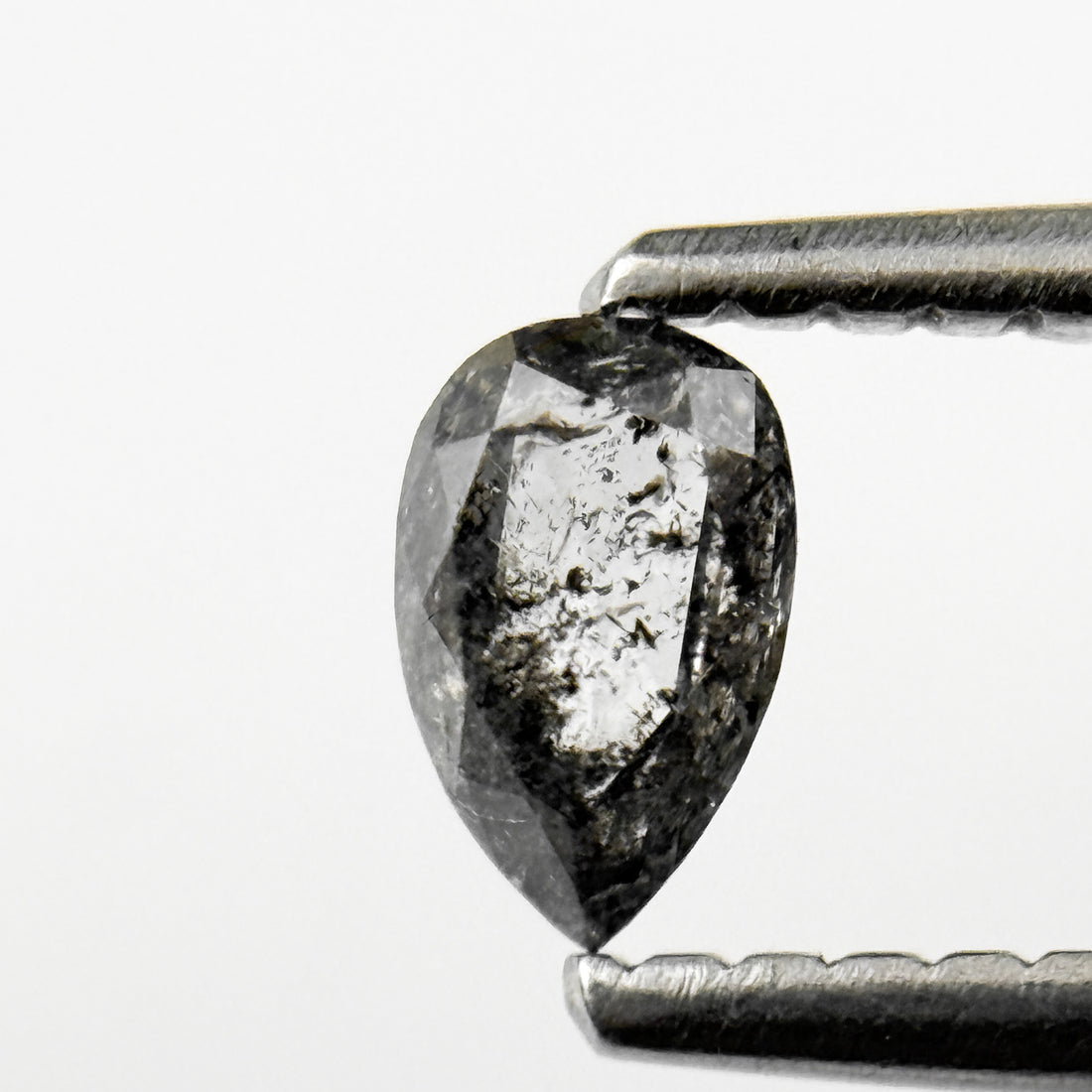 0.26 Ct Pear Rose Cut Grey Natural Salt and Pepper Diamond