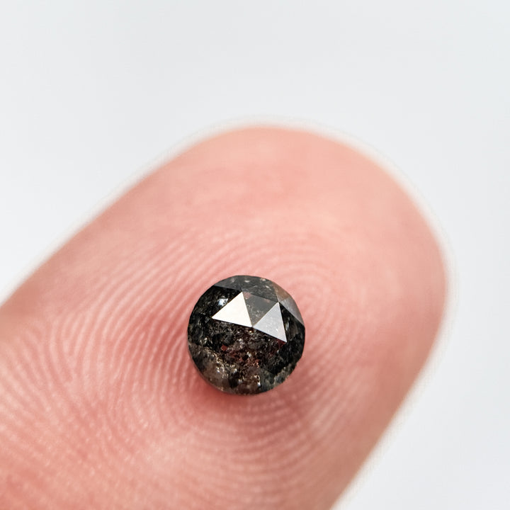 0.78 Ct Round Rose Cut Grey Natural Salt and Pepper Diamond