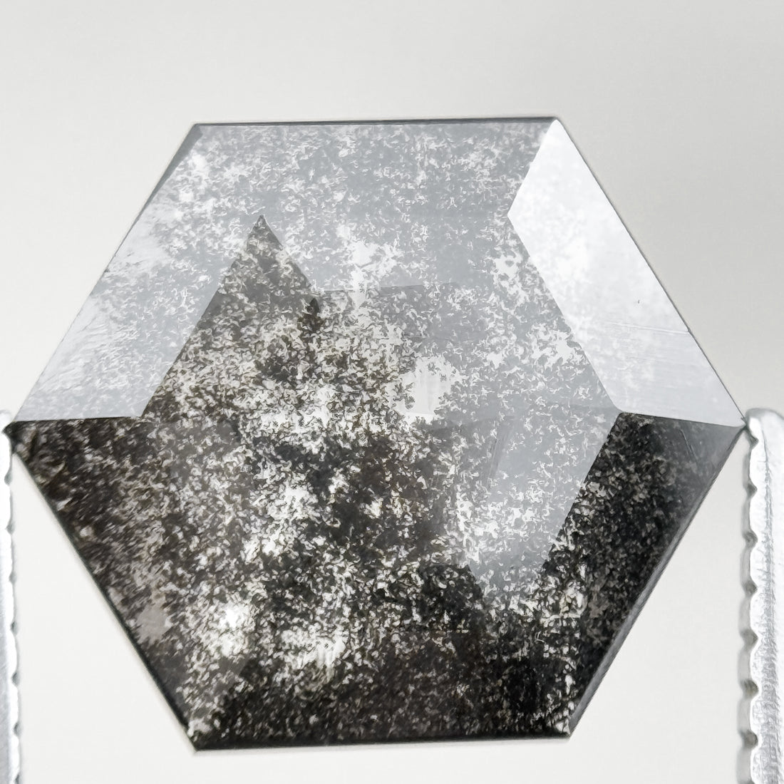 1.65 Ct Hexagon Rose Cut Grey Natural Salt and Pepper Diamond