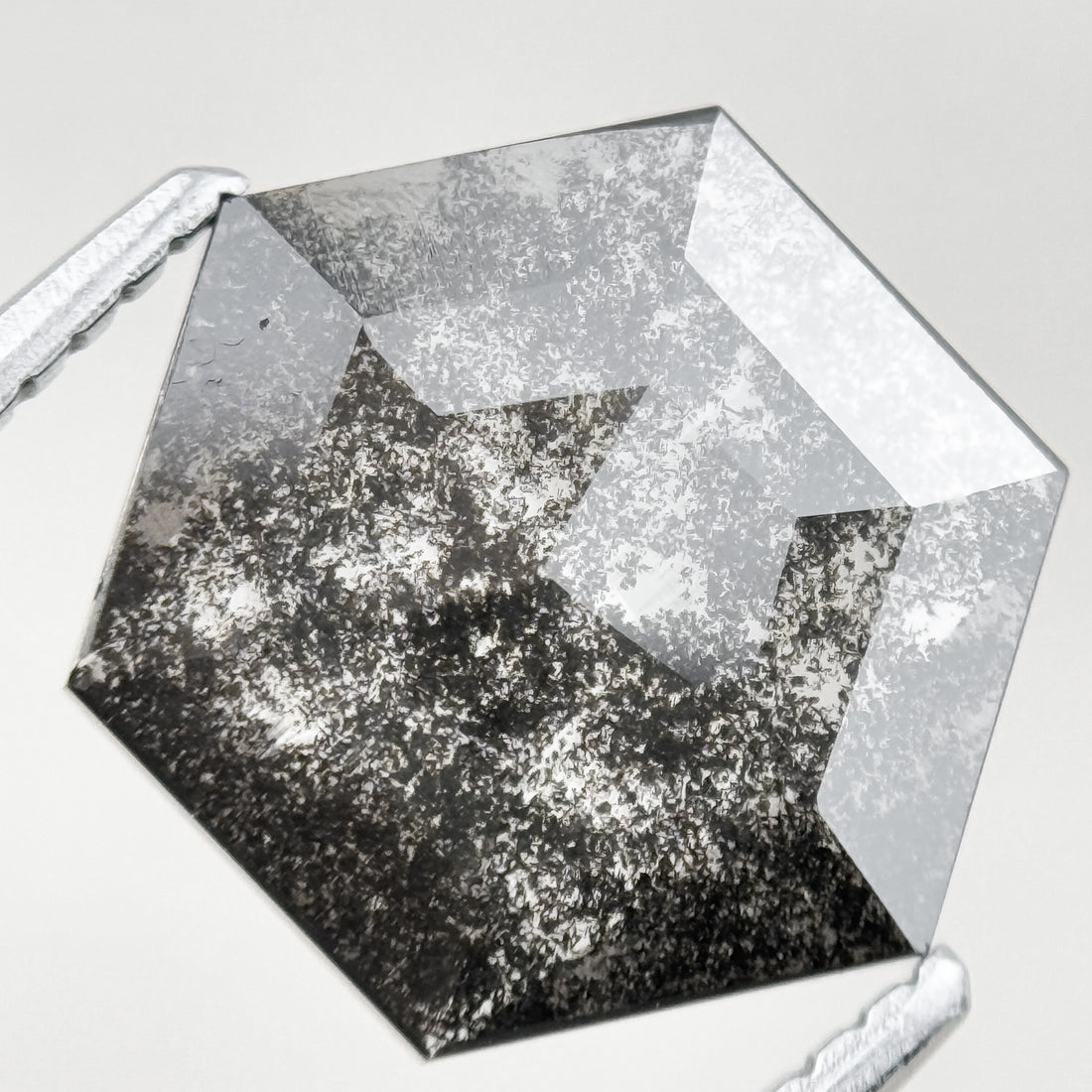 1.65 Ct Hexagon Rose Cut Grey Natural Salt and Pepper Diamond