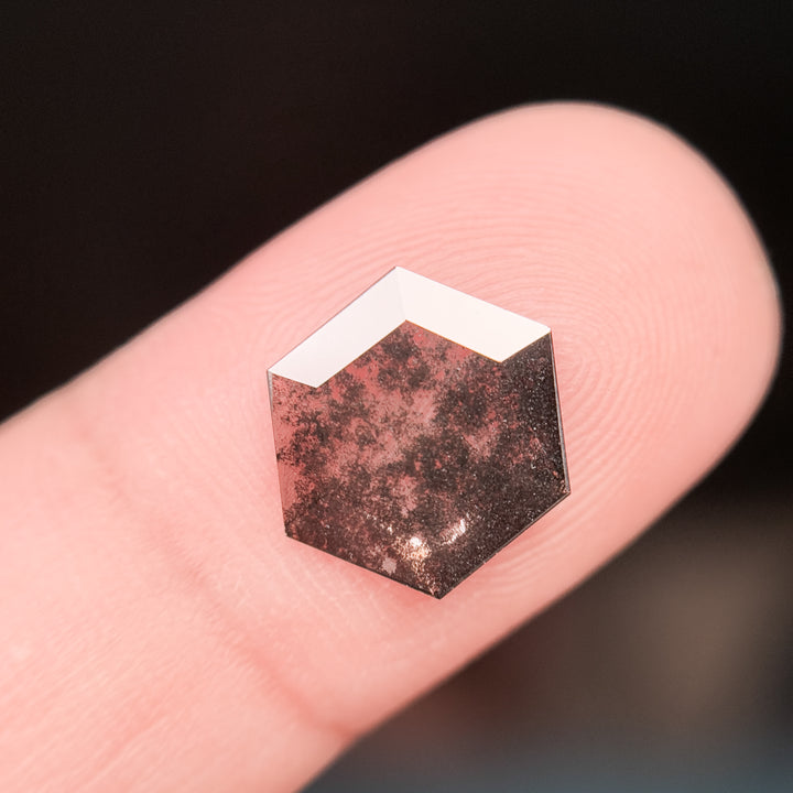 1.65 Ct Hexagon Rose Cut Grey Natural Salt and Pepper Diamond