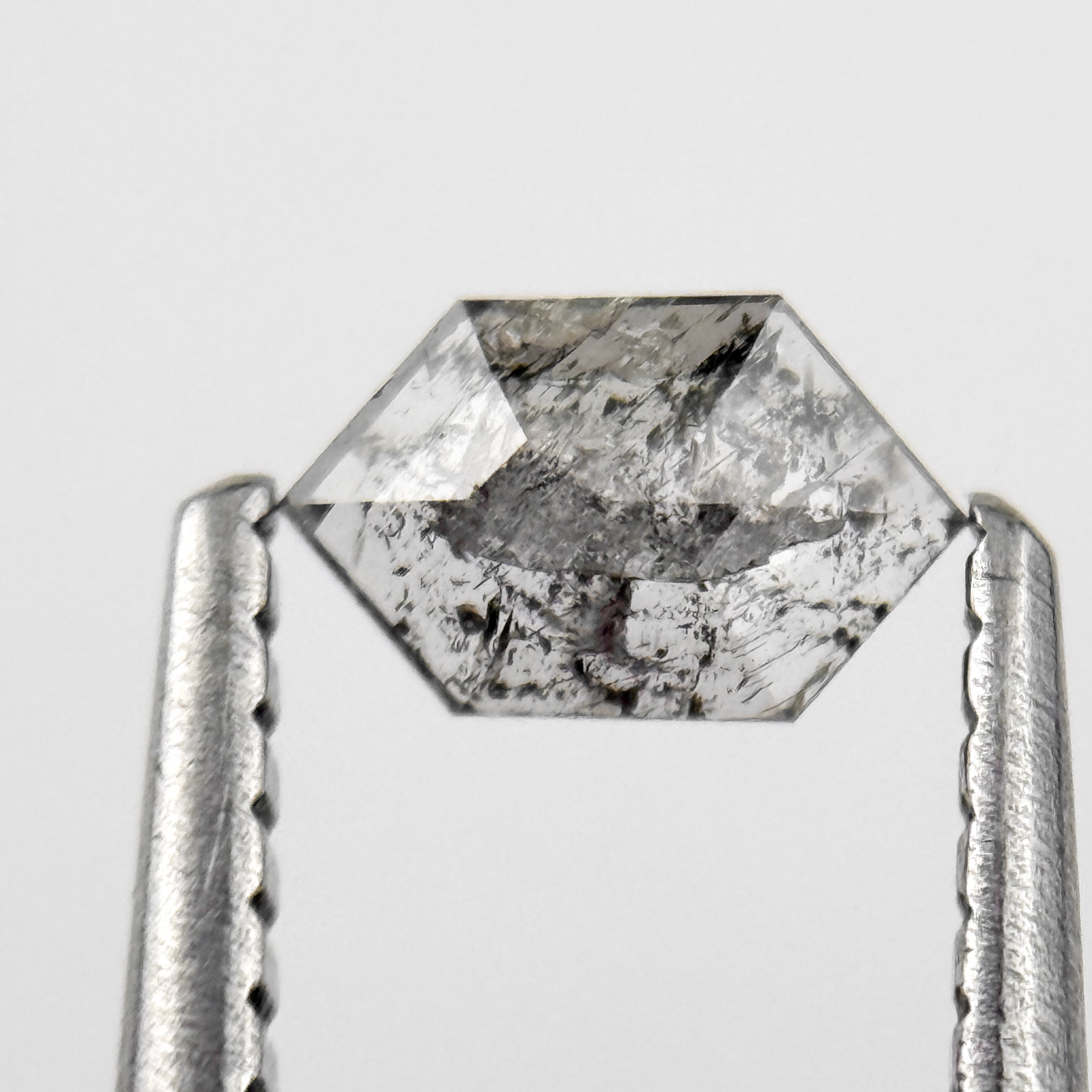 0.24 Ct Hexagon Rose Cut Grey Natural Salt and Pepper Diamond