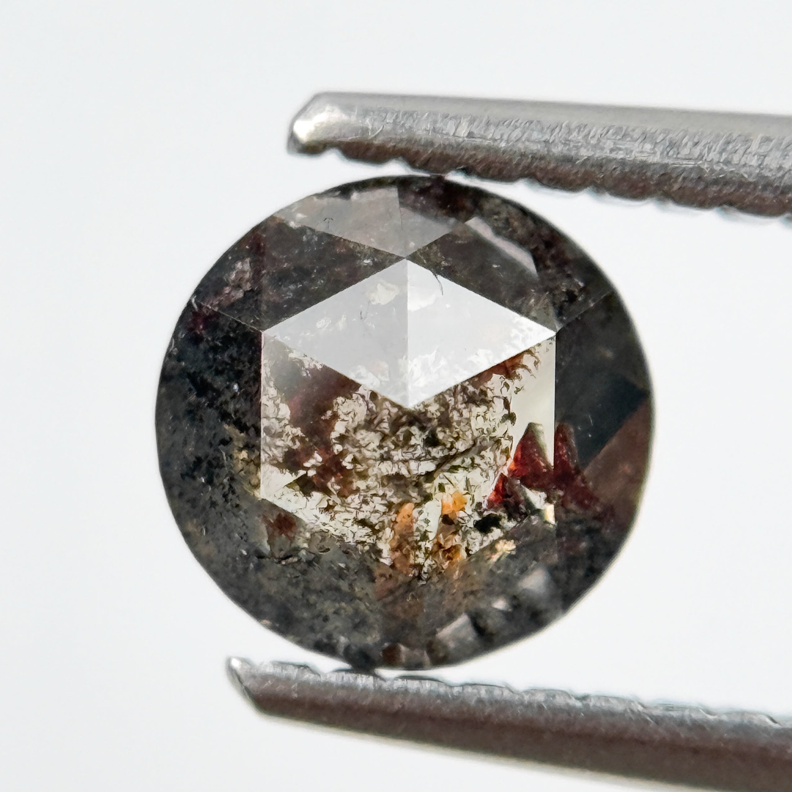 0.86 Ct Round Rose Cut Grey Natural Salt and Pepper Diamond