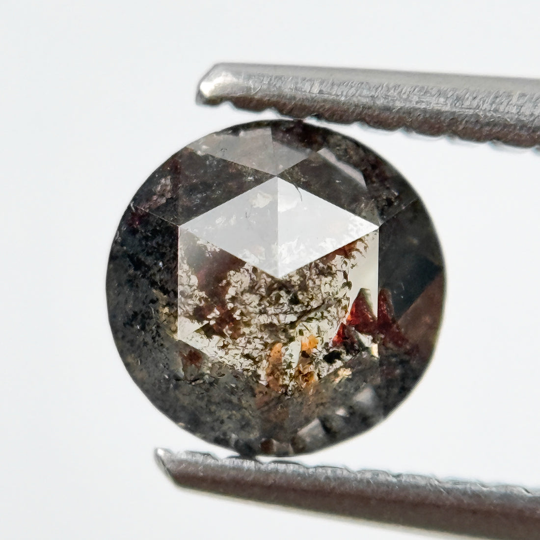 0.86 Ct Round Rose Cut Grey Natural Salt and Pepper Diamond