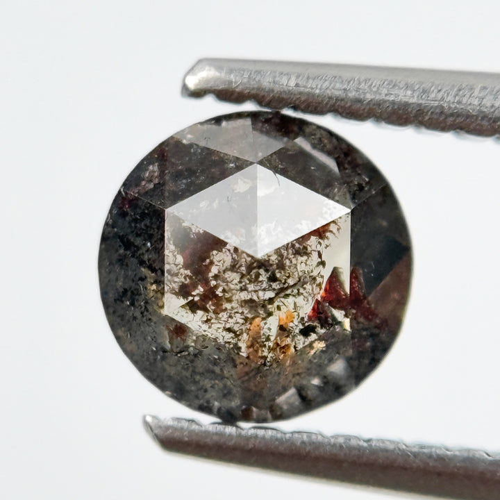 0.86 Ct Round Rose Cut Grey Natural Salt and Pepper Diamond