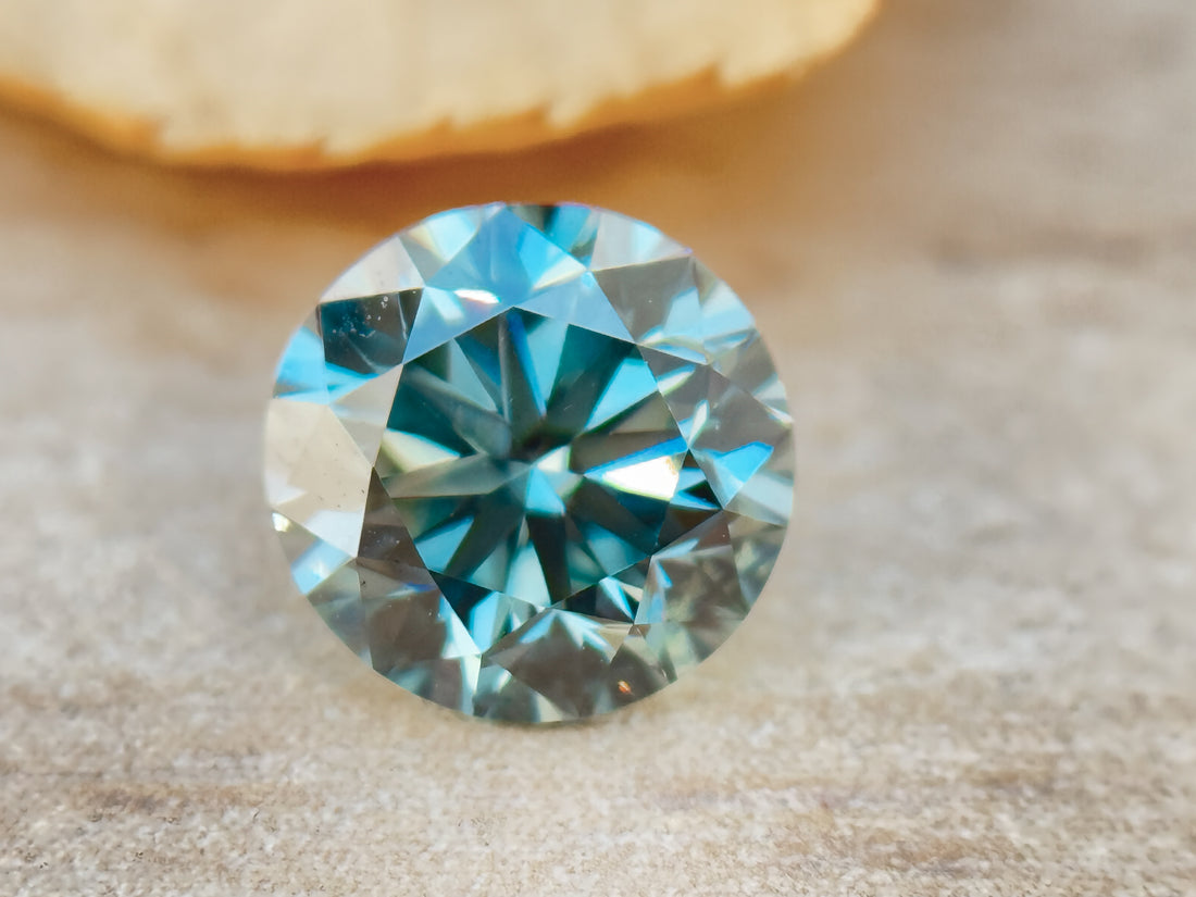1.00 Ct Round Brilliant Cut Blue Natural Salt and Pepper Diamond