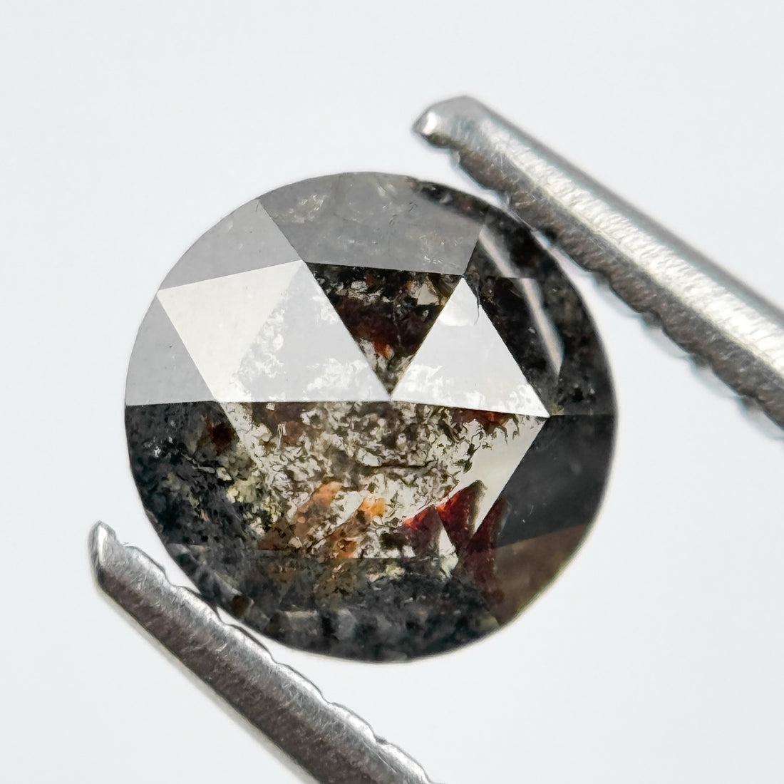 0.86 Ct Round Rose Cut Grey Natural Salt and Pepper Diamond