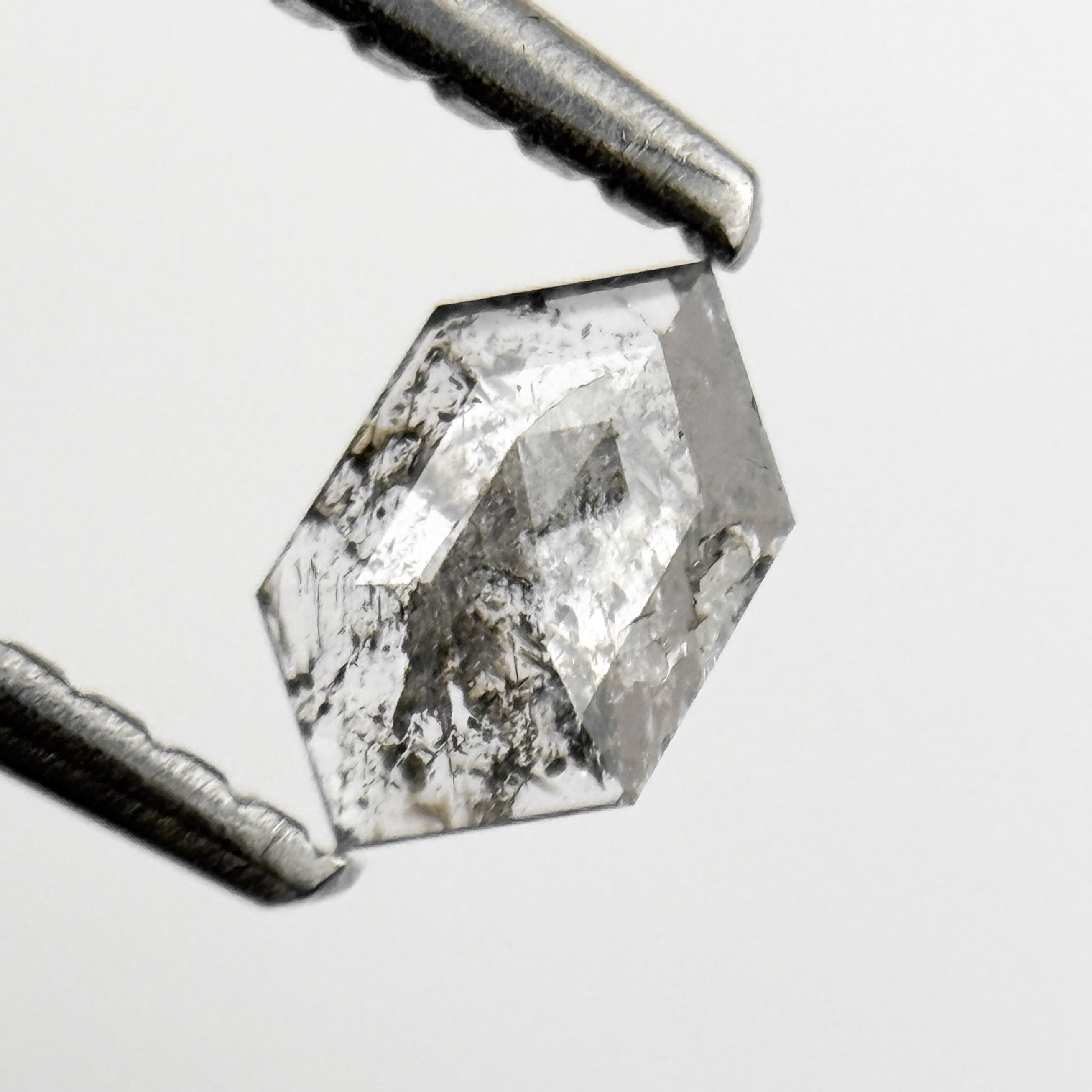 0.24 Ct Hexagon Rose Cut Grey Natural Salt and Pepper Diamond