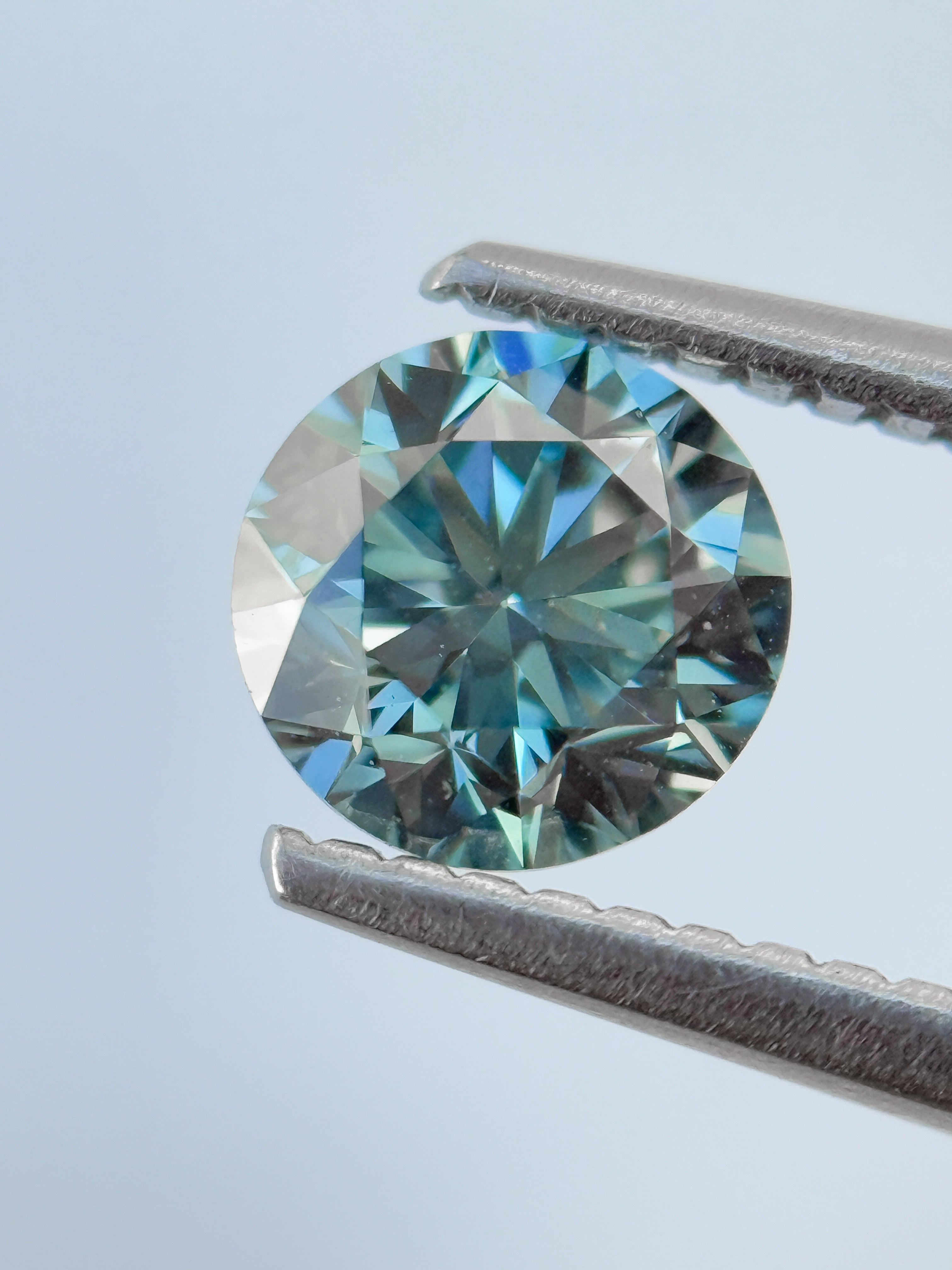 1.00 Ct Round Brilliant Cut Blue Natural Salt and Pepper Diamond