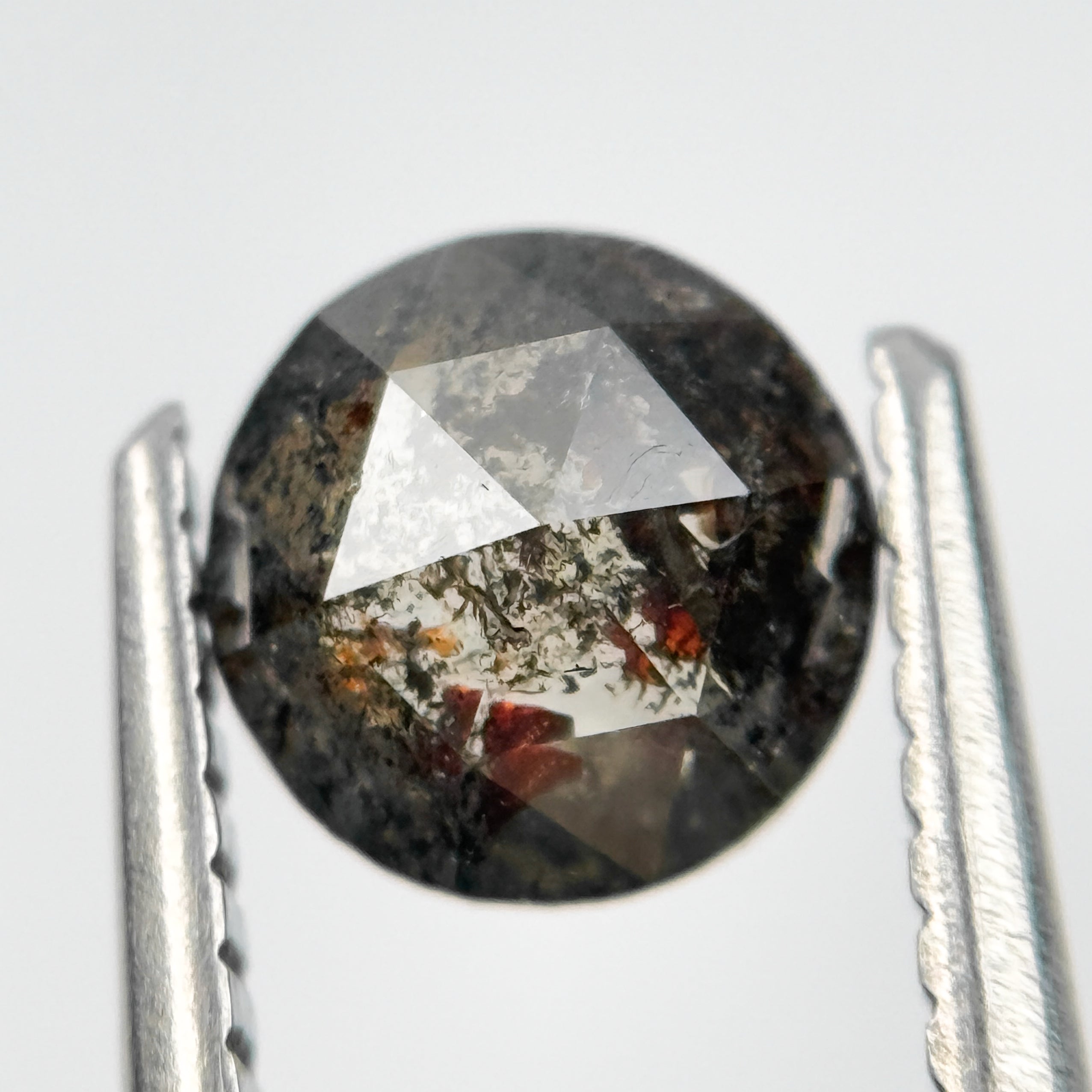 0.86 Ct Round Rose Cut Grey Natural Salt and Pepper Diamond