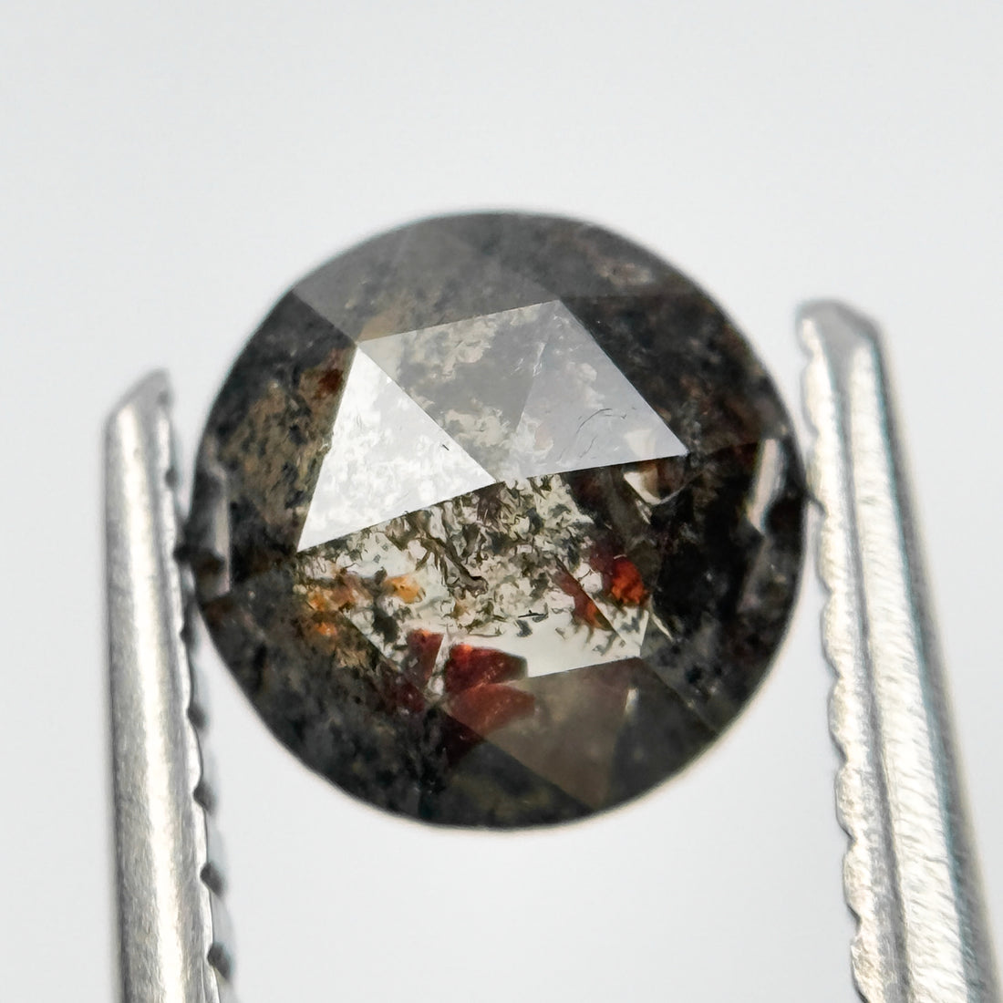 0.86 Ct Round Rose Cut Grey Natural Salt and Pepper Diamond