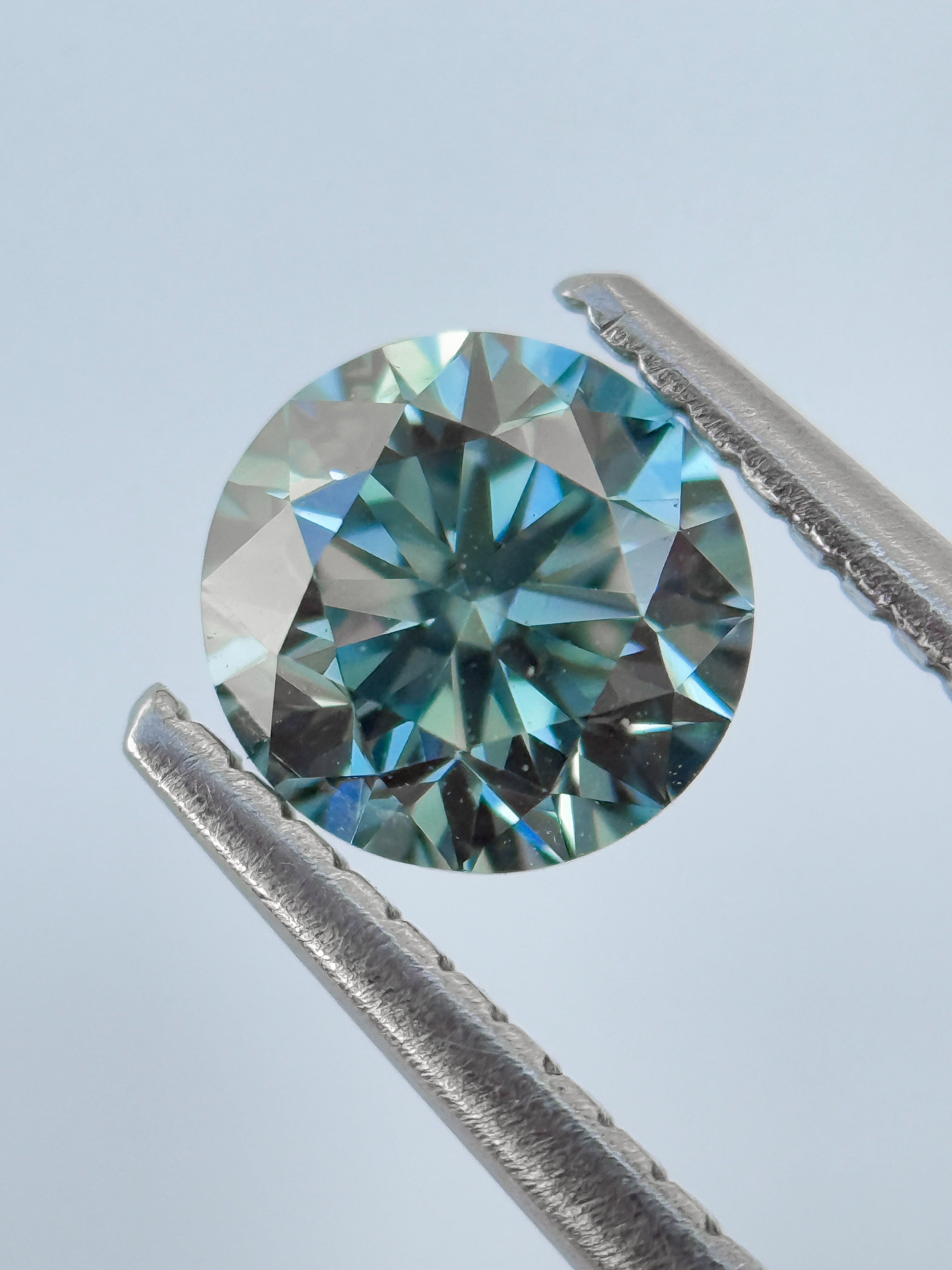 1.00 Ct Round Brilliant Cut Blue Natural Salt and Pepper Diamond
