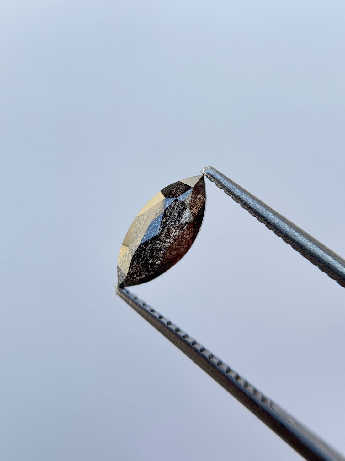 1.02 Ct Marquise Rose Cut Grey Natural Salt and Pepper Diamond
