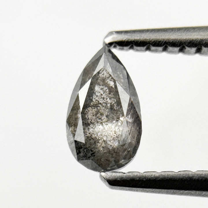 0.45 Ct Pear Rose Cut Grey Natural Salt and Pepper Diamond