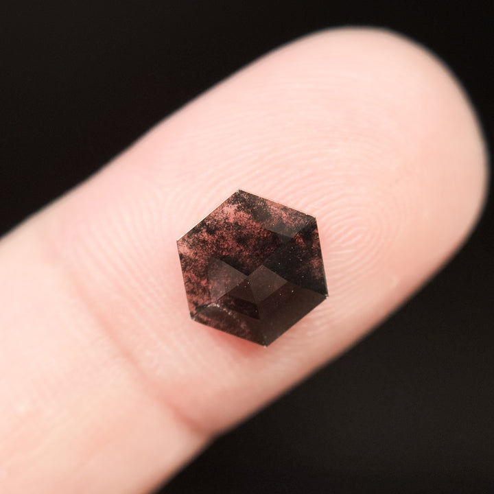 1.12 Ct Hexagon Rose Cut Grey Natural Salt and Pepper Diamond