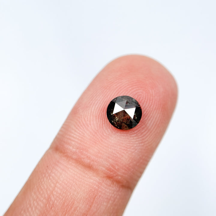 0.86 Ct Round Rose Cut Grey Natural Salt and Pepper Diamond