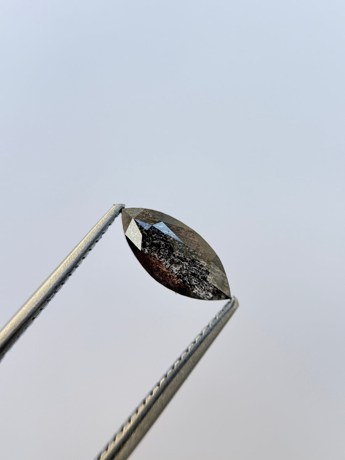 1.02 Ct Marquise Rose Cut Grey Natural Salt and Pepper Diamond