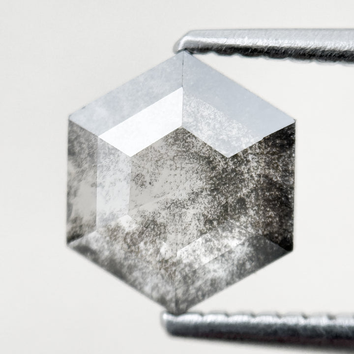 1.22 Ct Hexagon Rose Cut Grey Natural Salt and Pepper Diamond