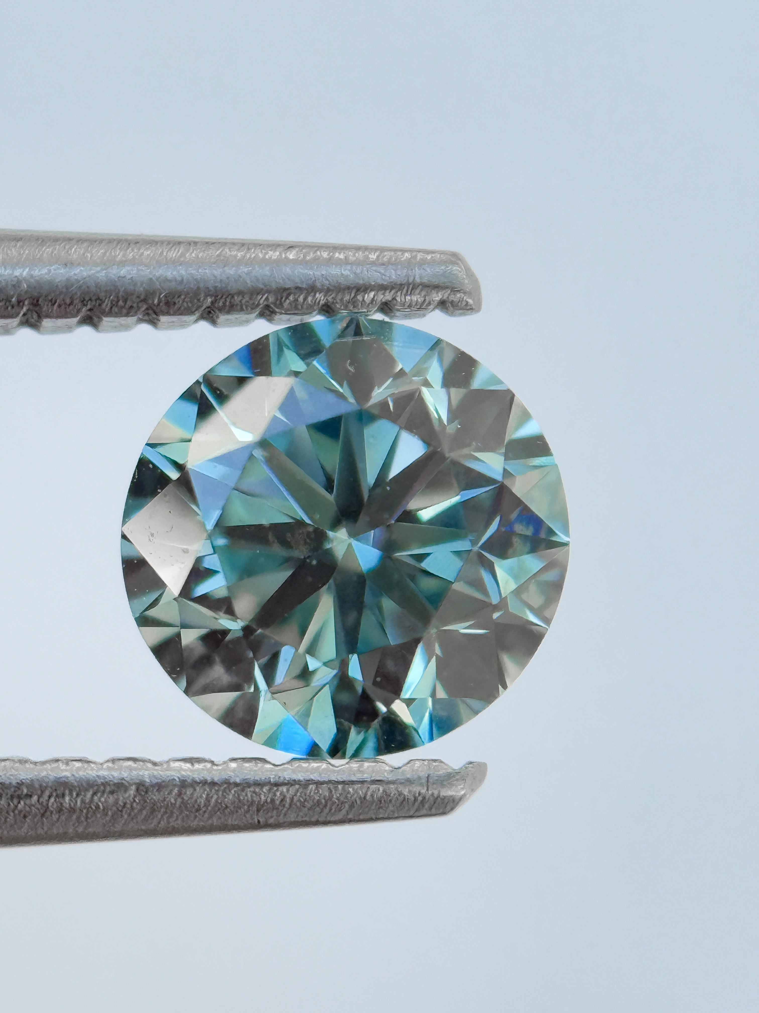 1.00 Ct Round Brilliant Cut Blue Natural Salt and Pepper Diamond