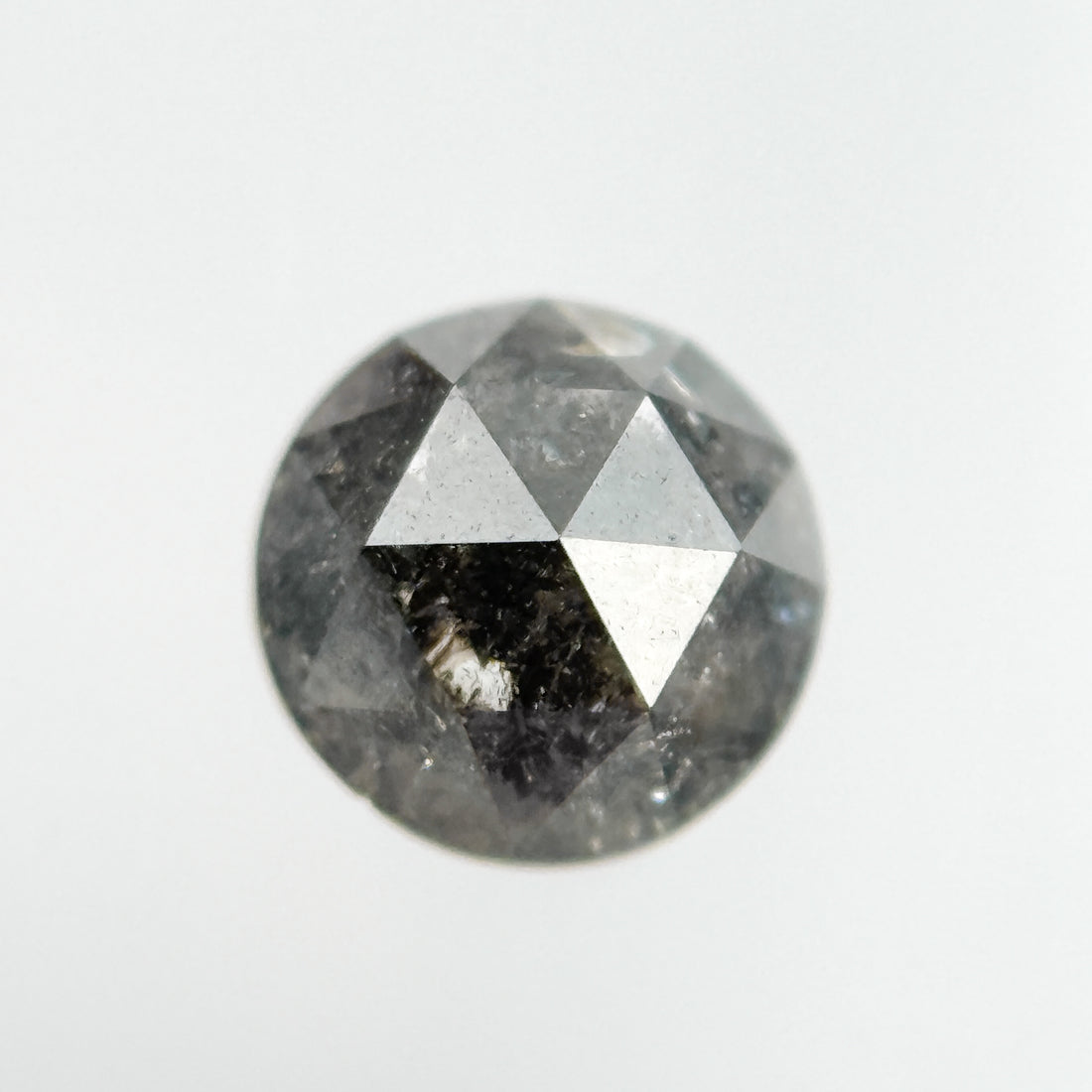 0.66 Ct Round Rose Cut Grey Natural Salt and Pepper Diamond