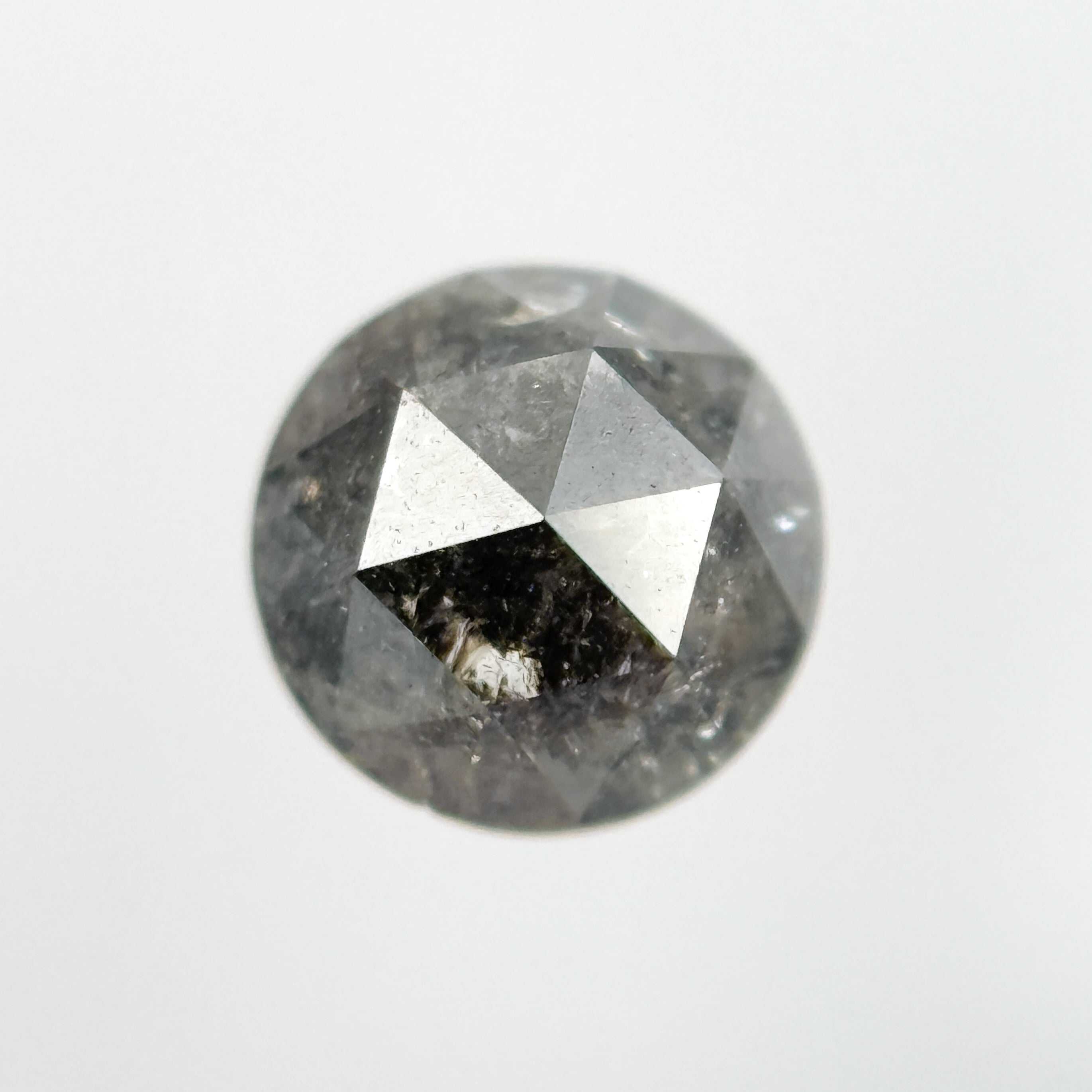 0.66 Ct Round Rose Cut Grey Natural Salt and Pepper Diamond