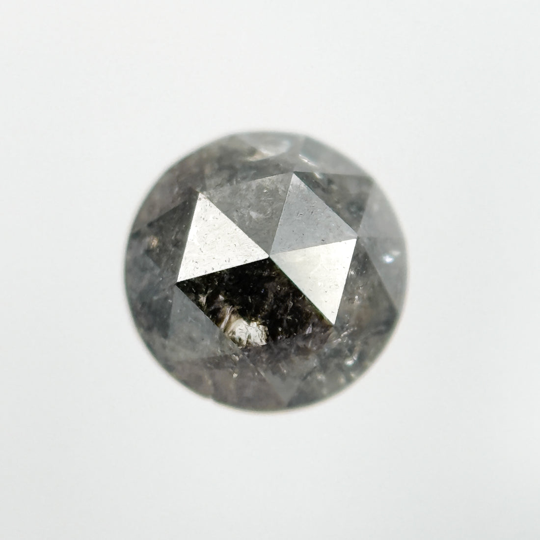 0.66 Ct Round Rose Cut Grey Natural Salt and Pepper Diamond