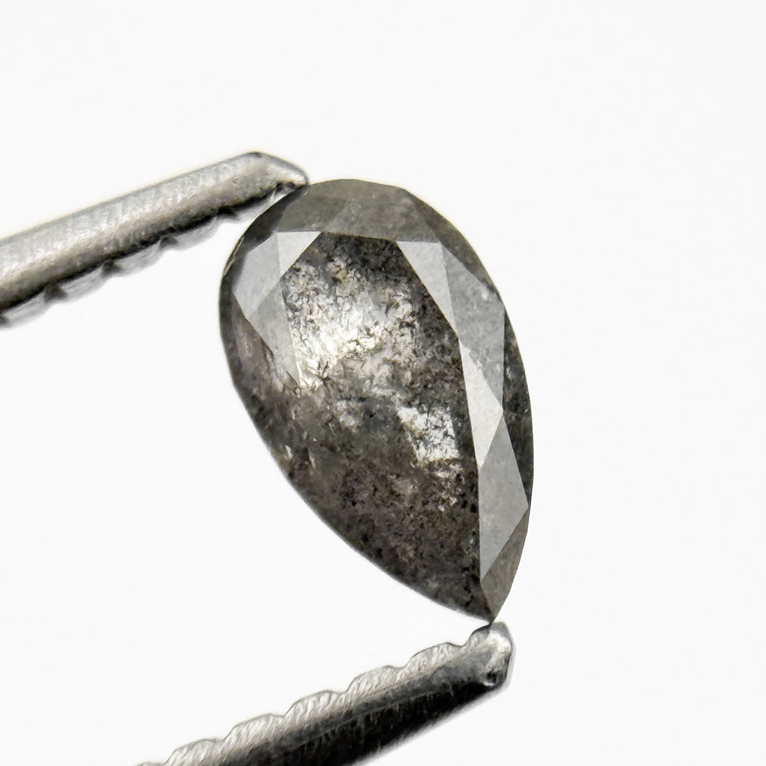 0.45 Ct Pear Rose Cut Grey Natural Salt and Pepper Diamond