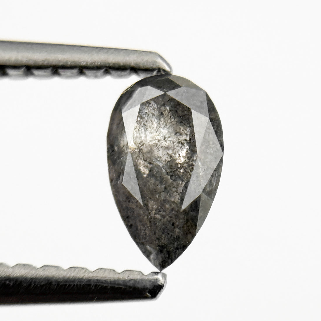 0.45 Ct Pear Rose Cut Grey Natural Salt and Pepper Diamond