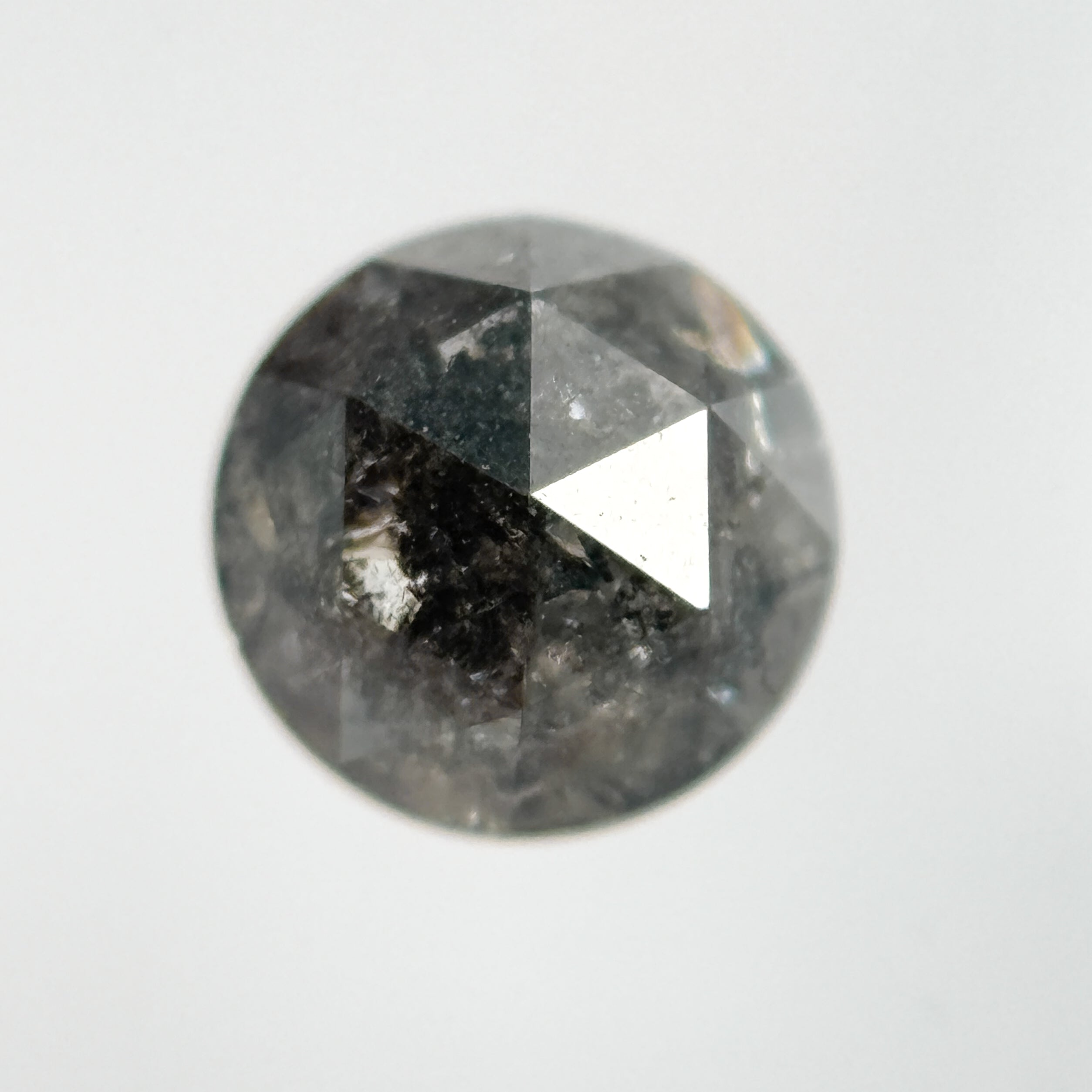 0.66 Ct Round Rose Cut Grey Natural Salt and Pepper Diamond