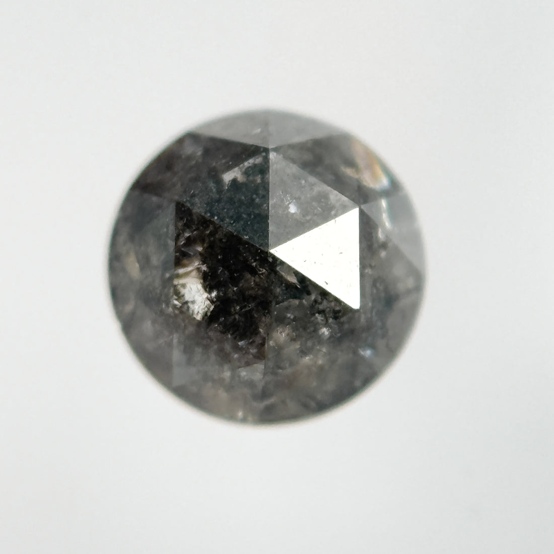 0.66 Ct Round Rose Cut Grey Natural Salt and Pepper Diamond