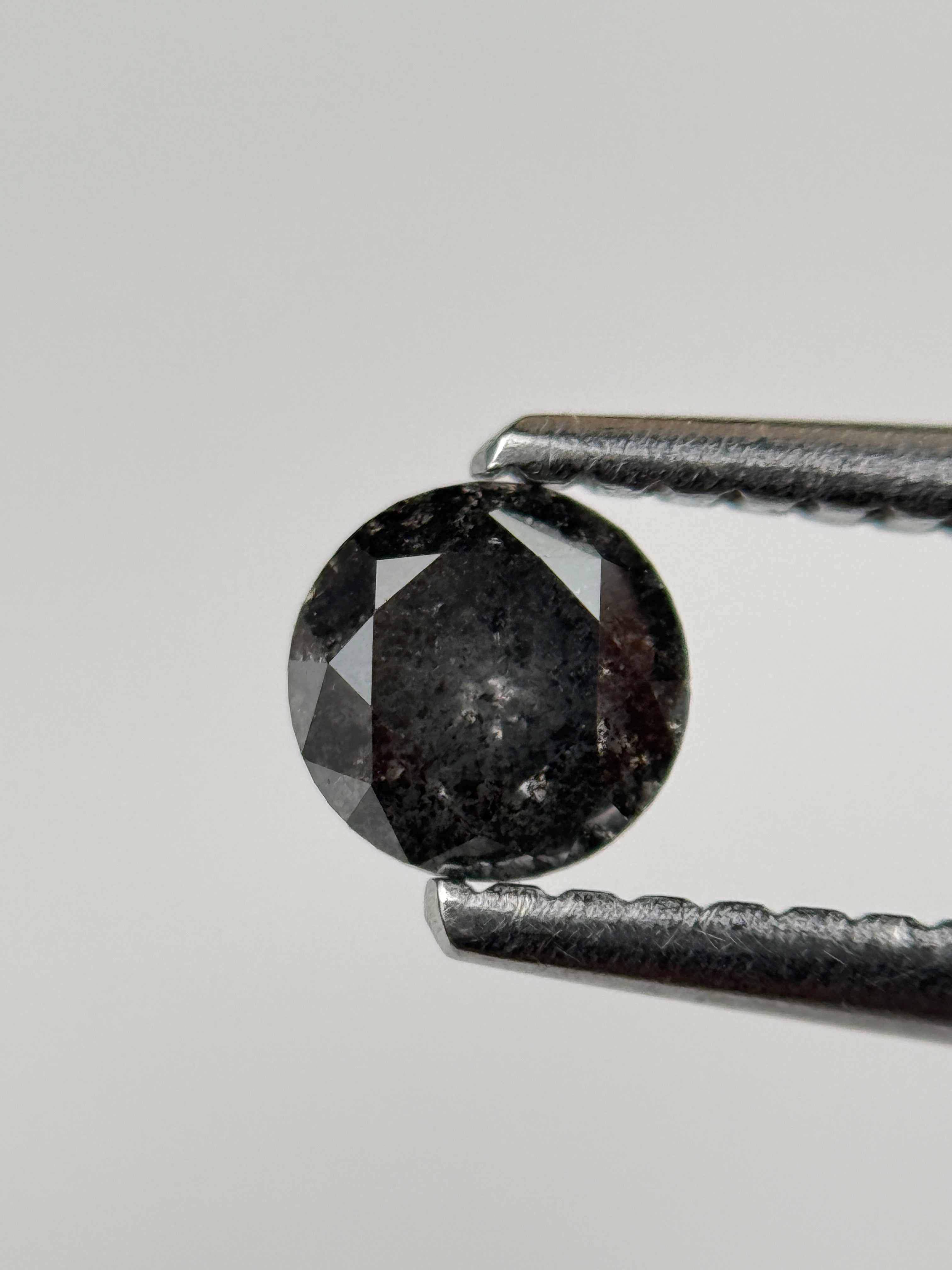 0.37 Ct Round Brilliant Cut Grey Natural Salt and Pepper Diamond