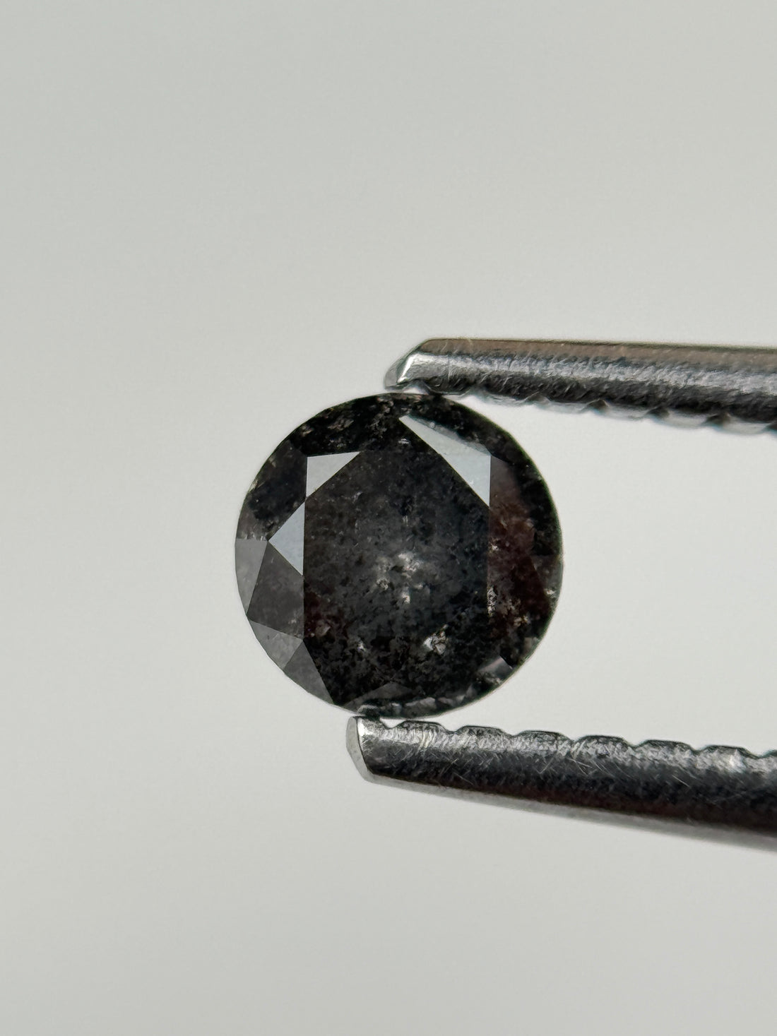 0.37 Ct Round Brilliant Cut Grey Natural Salt and Pepper Diamond