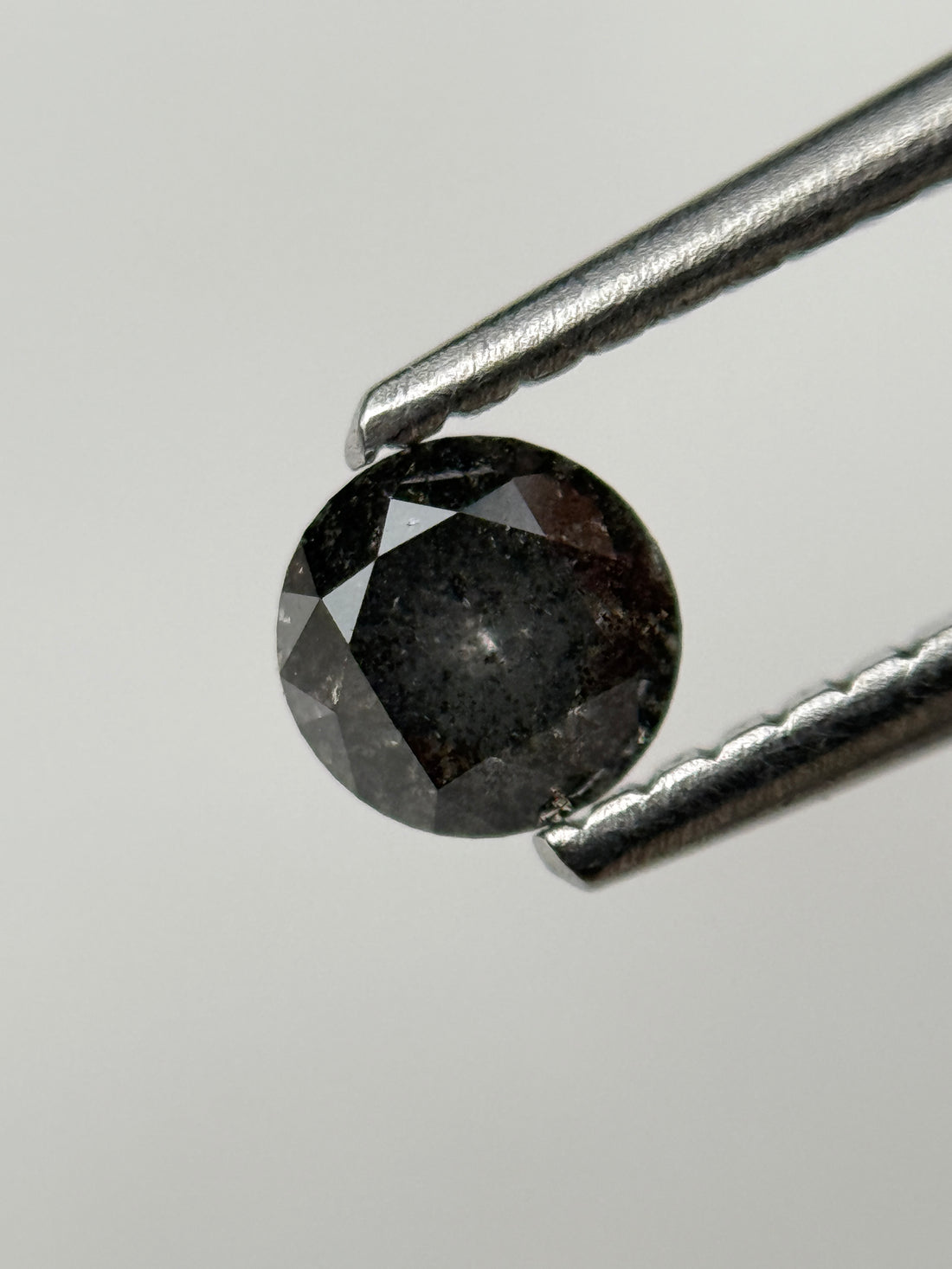 0.37 Ct Round Brilliant Cut Grey Natural Salt and Pepper Diamond