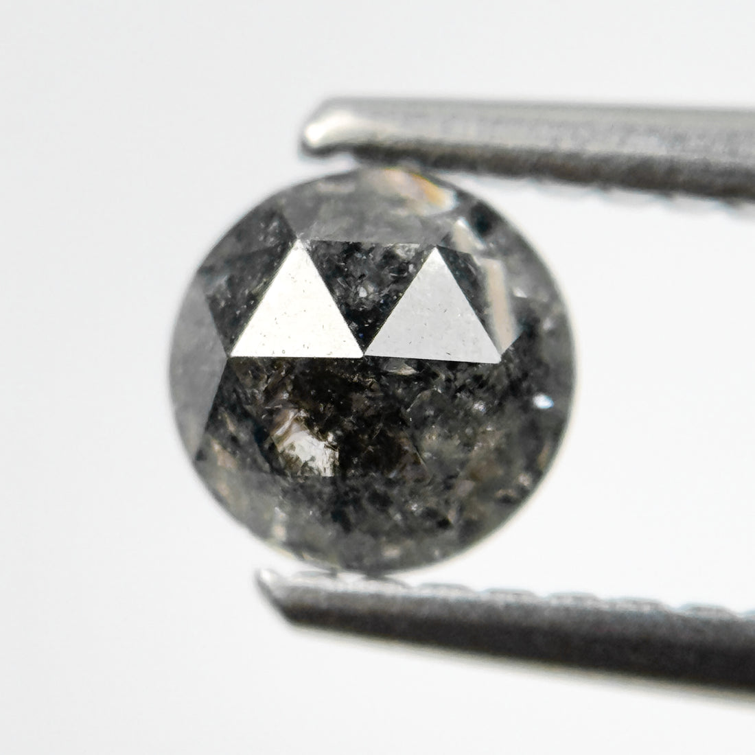 0.66 Ct Round Rose Cut Grey Natural Salt and Pepper Diamond
