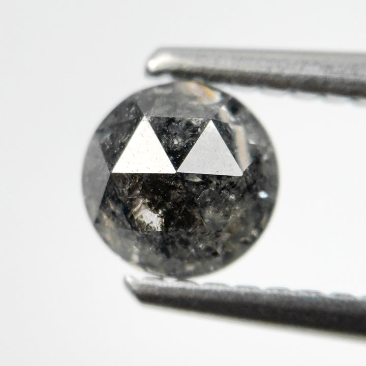 0.66 Ct Round Rose Cut Grey Natural Salt and Pepper Diamond