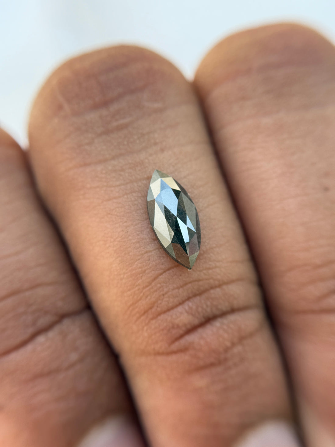 1.02 Ct Marquise Rose Cut Grey Natural Salt and Pepper Diamond