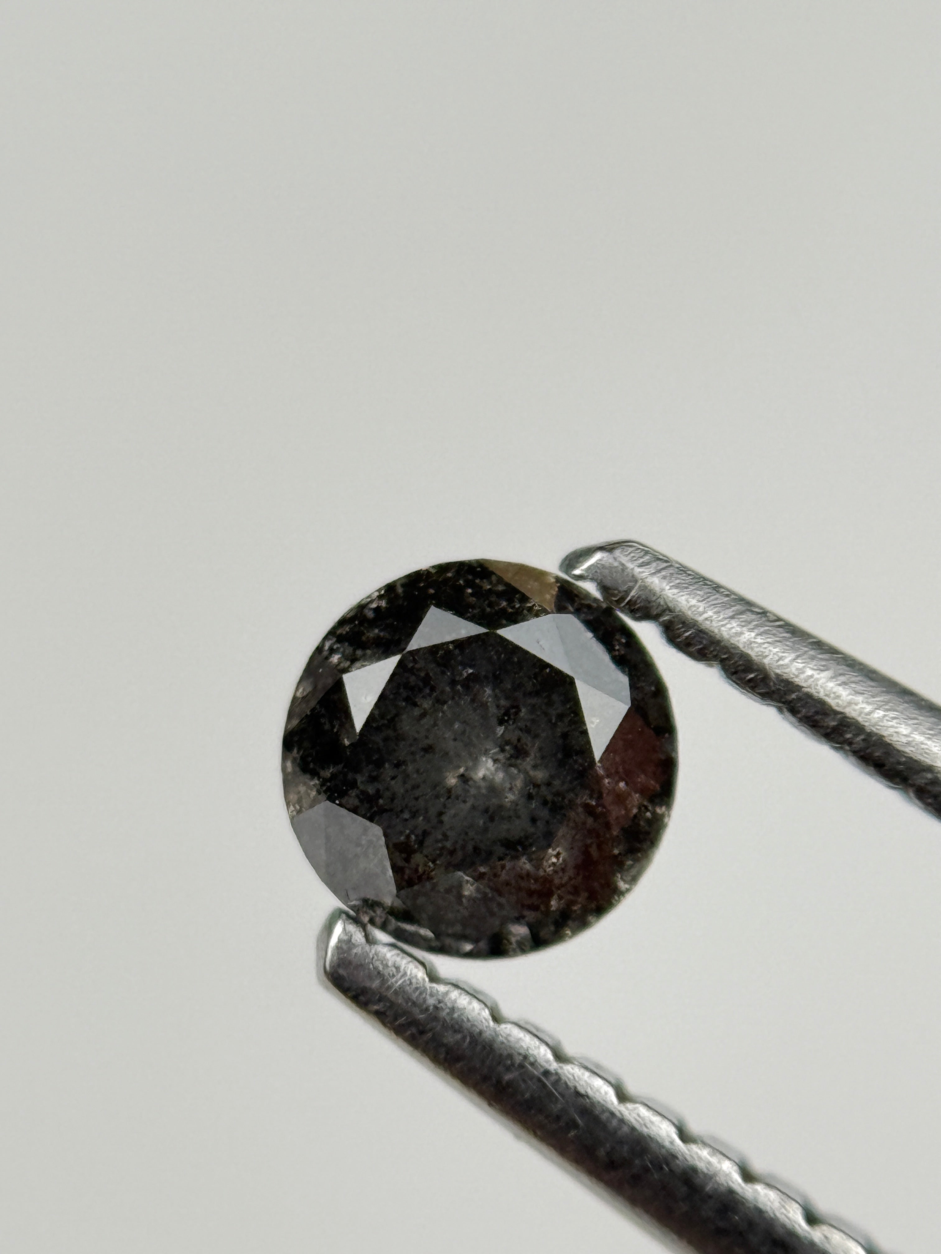 0.37 Ct Round Brilliant Cut Grey Natural Salt and Pepper Diamond