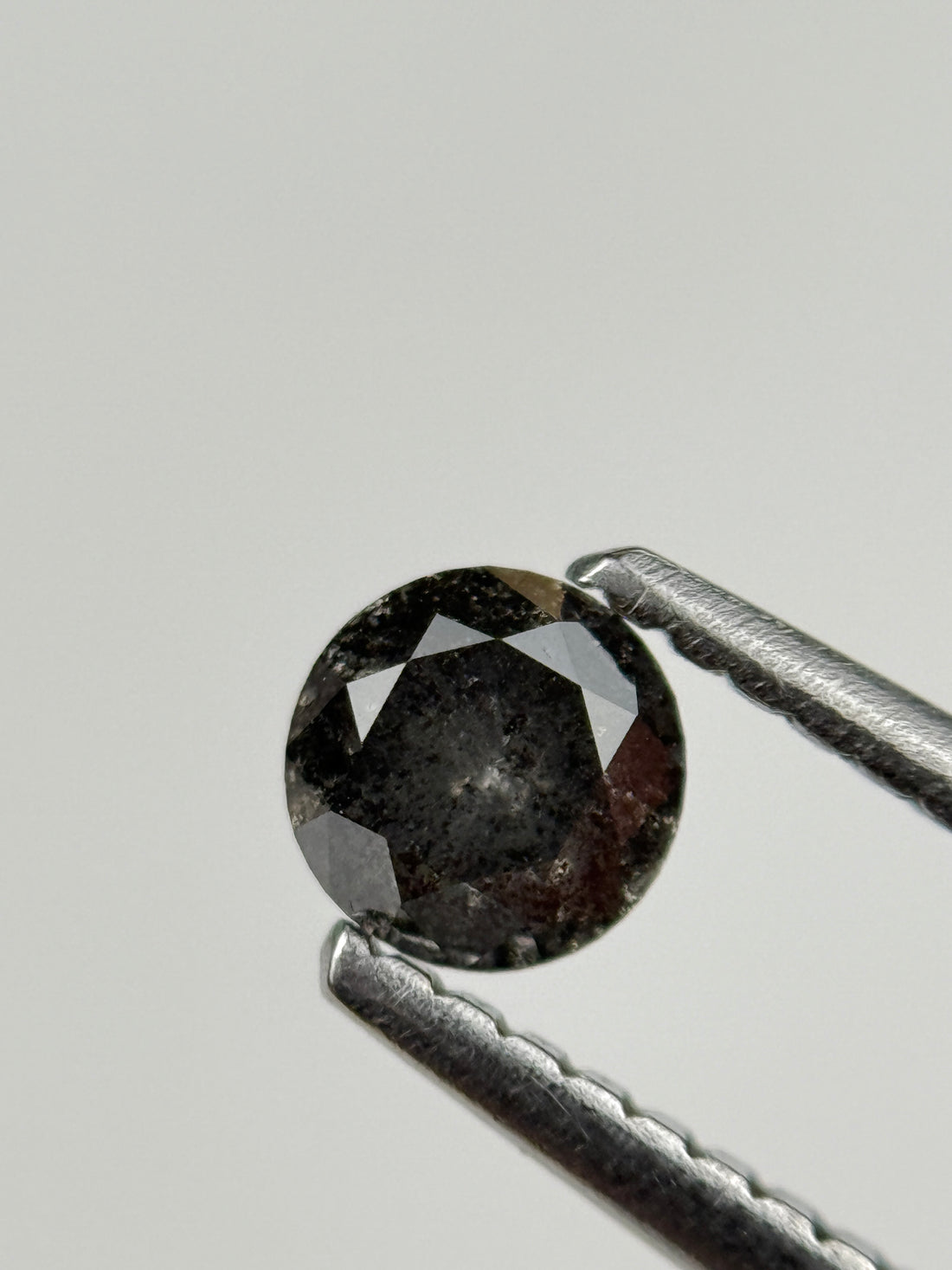 0.37 Ct Round Brilliant Cut Grey Natural Salt and Pepper Diamond