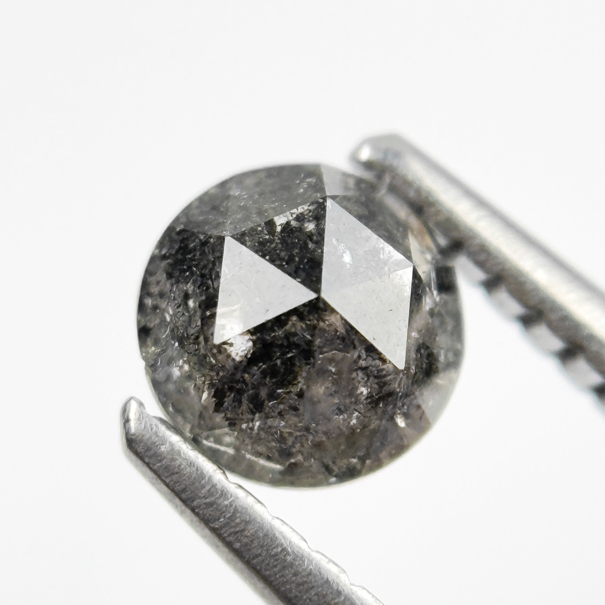 0.66 Ct Round Rose Cut Grey Natural Salt and Pepper Diamond
