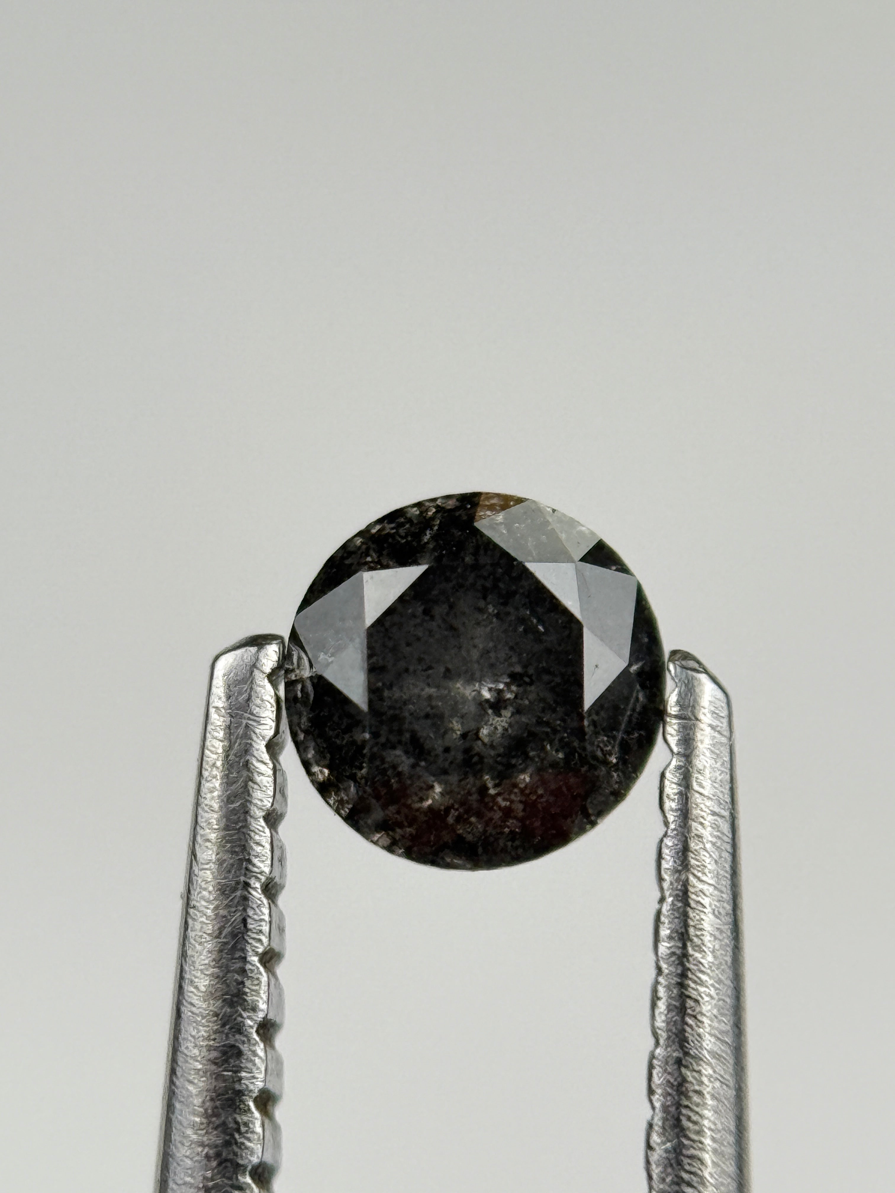 0.37 Ct Round Brilliant Cut Grey Natural Salt and Pepper Diamond