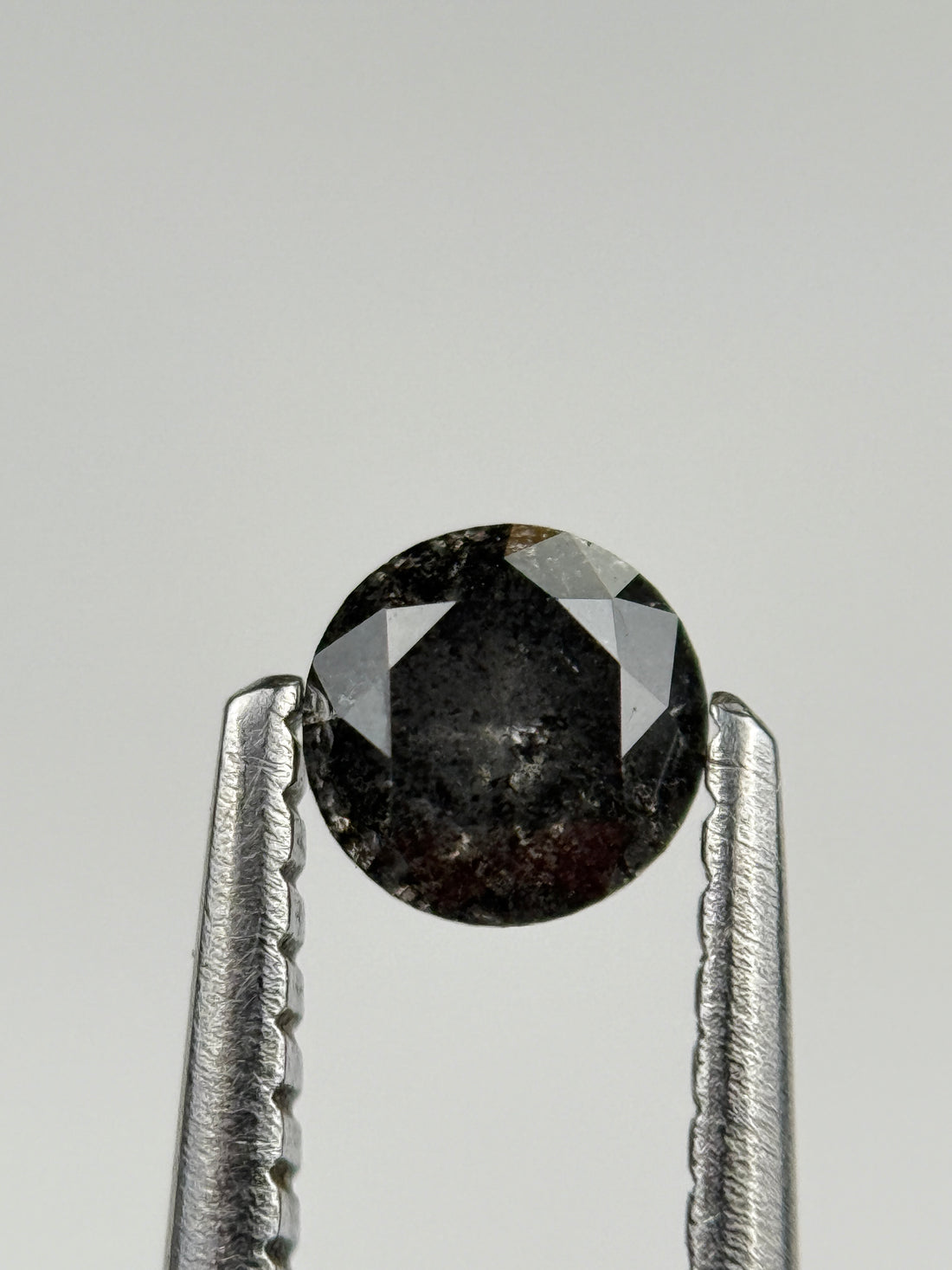 0.37 Ct Round Brilliant Cut Grey Natural Salt and Pepper Diamond