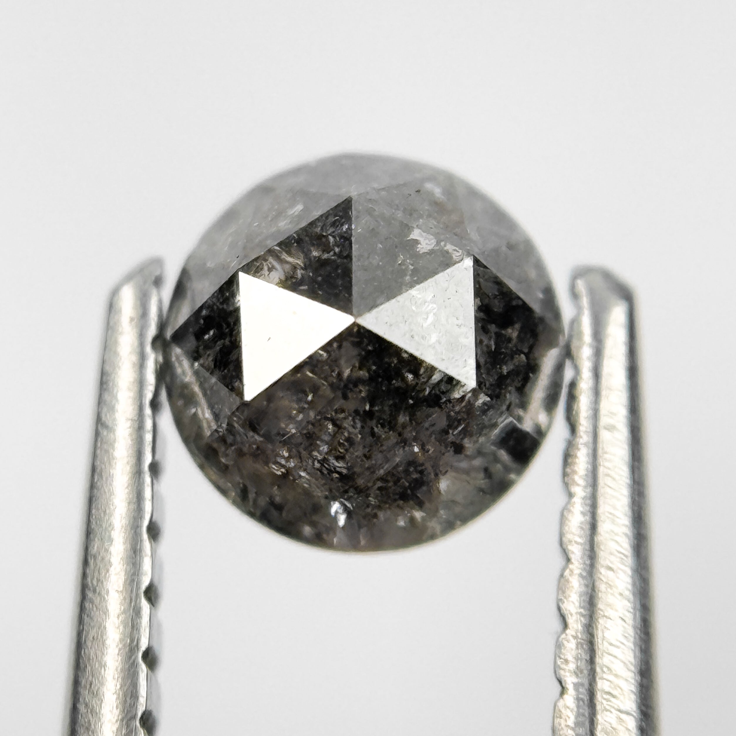 0.66 Ct Round Rose Cut Grey Natural Salt and Pepper Diamond