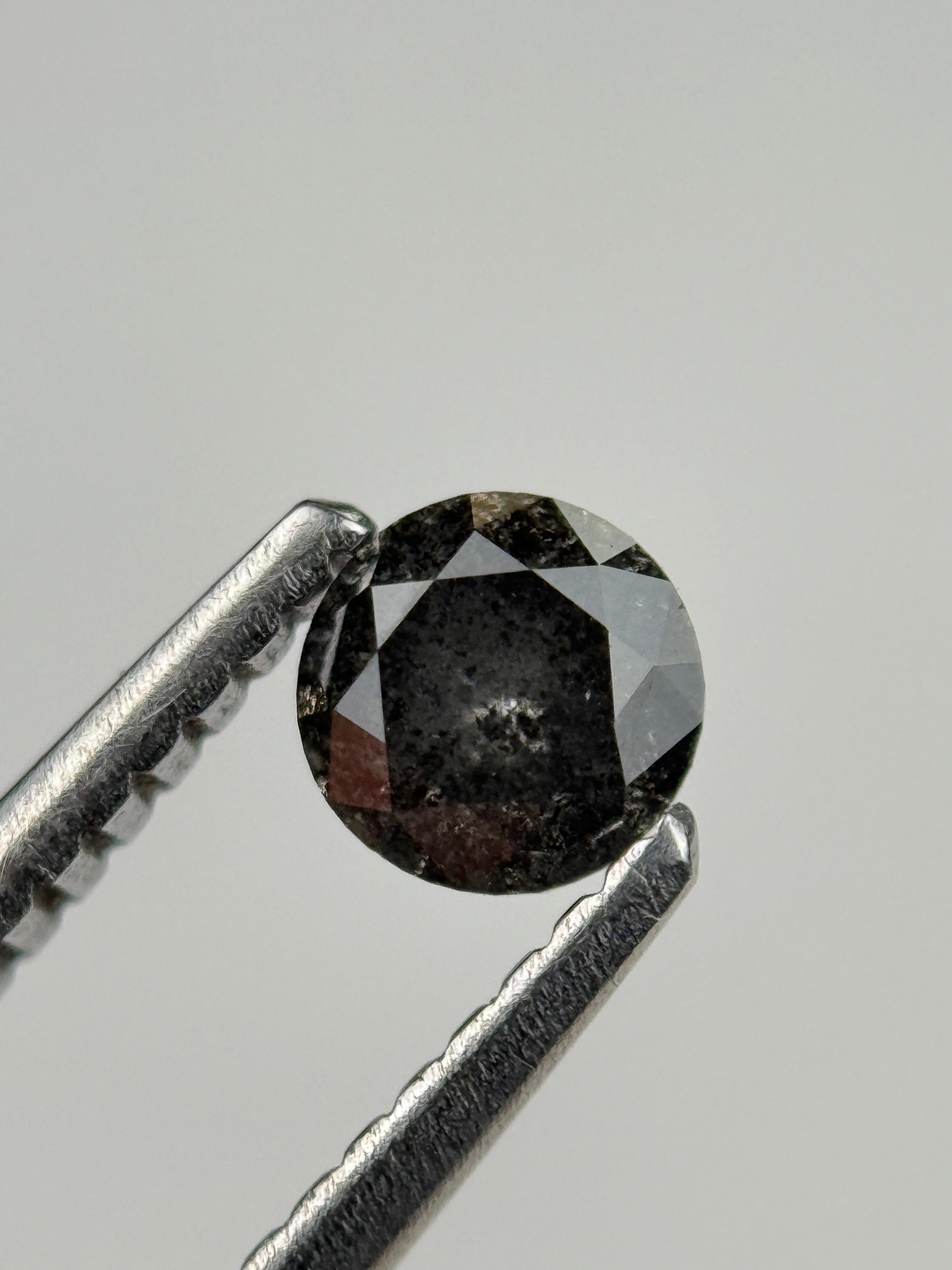 0.37 Ct Round Brilliant Cut Grey Natural Salt and Pepper Diamond