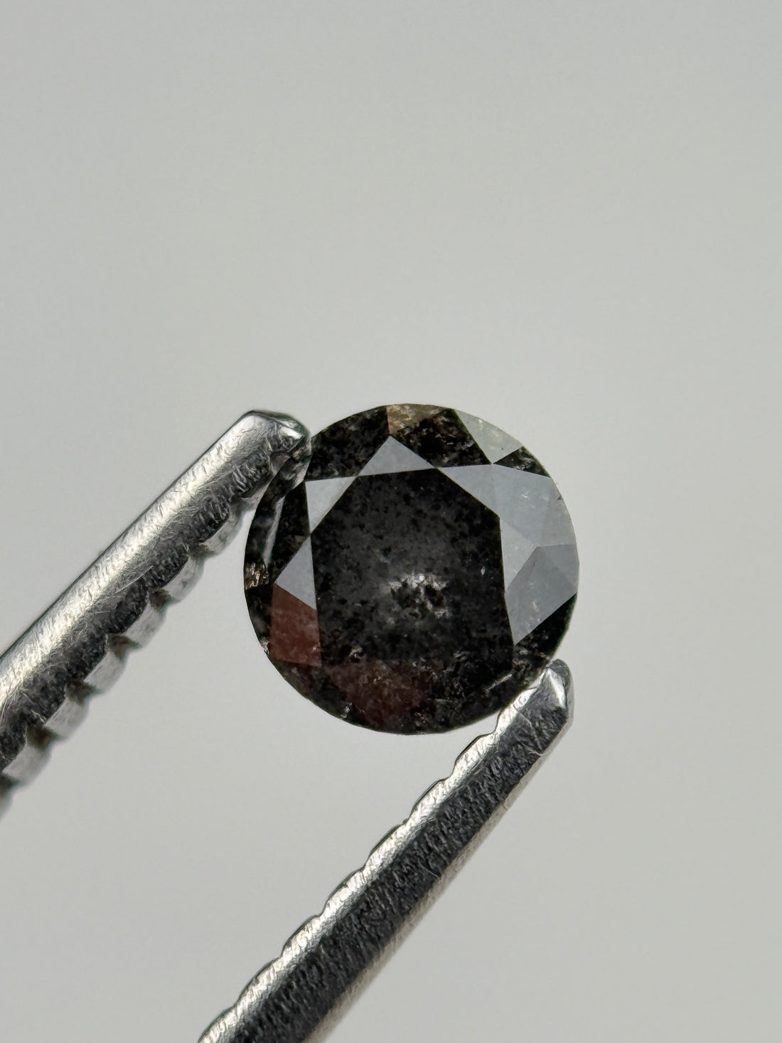 0.37 Ct Round Brilliant Cut Grey Natural Salt and Pepper Diamond