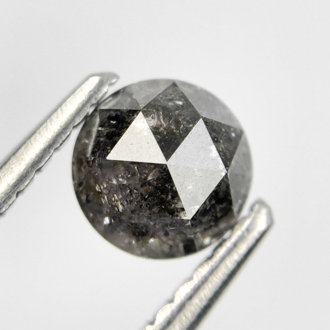 0.66 Ct Round Rose Cut Grey Natural Salt and Pepper Diamond