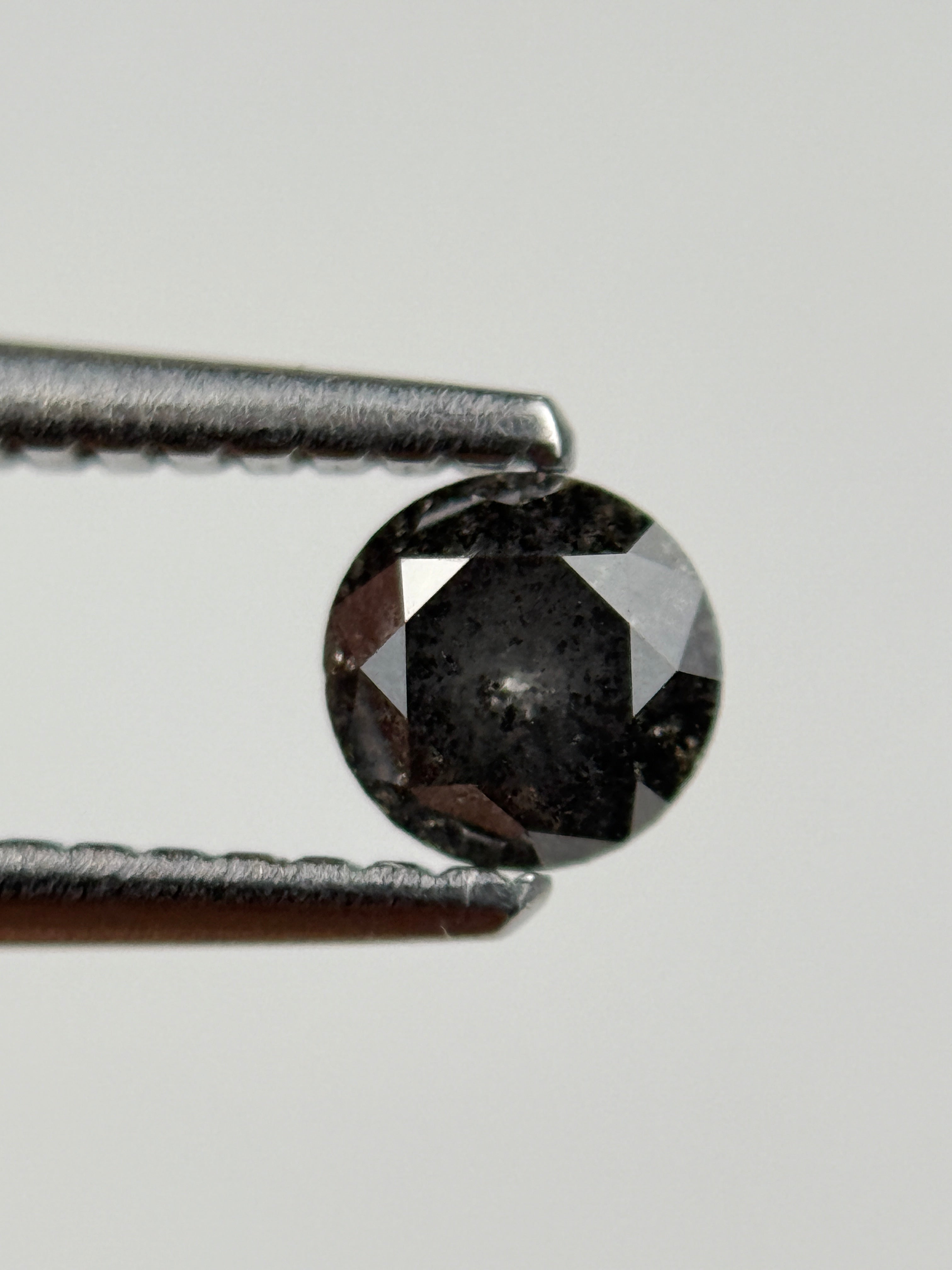 0.37 Ct Round Brilliant Cut Grey Natural Salt and Pepper Diamond