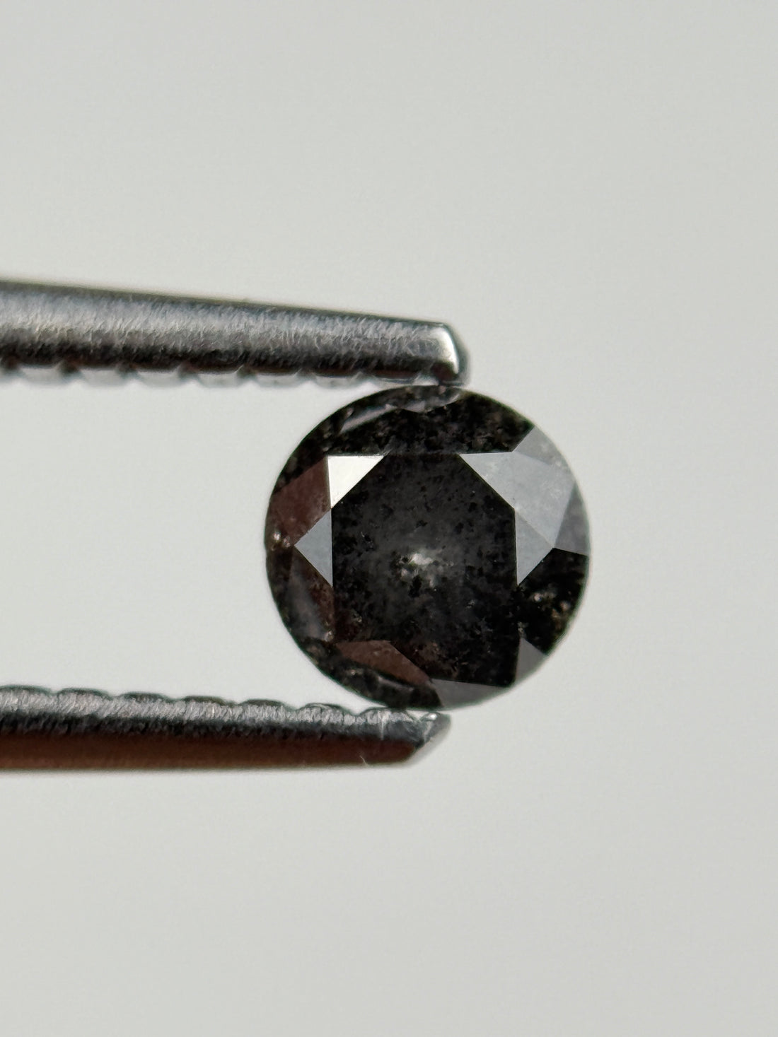 0.37 Ct Round Brilliant Cut Grey Natural Salt and Pepper Diamond