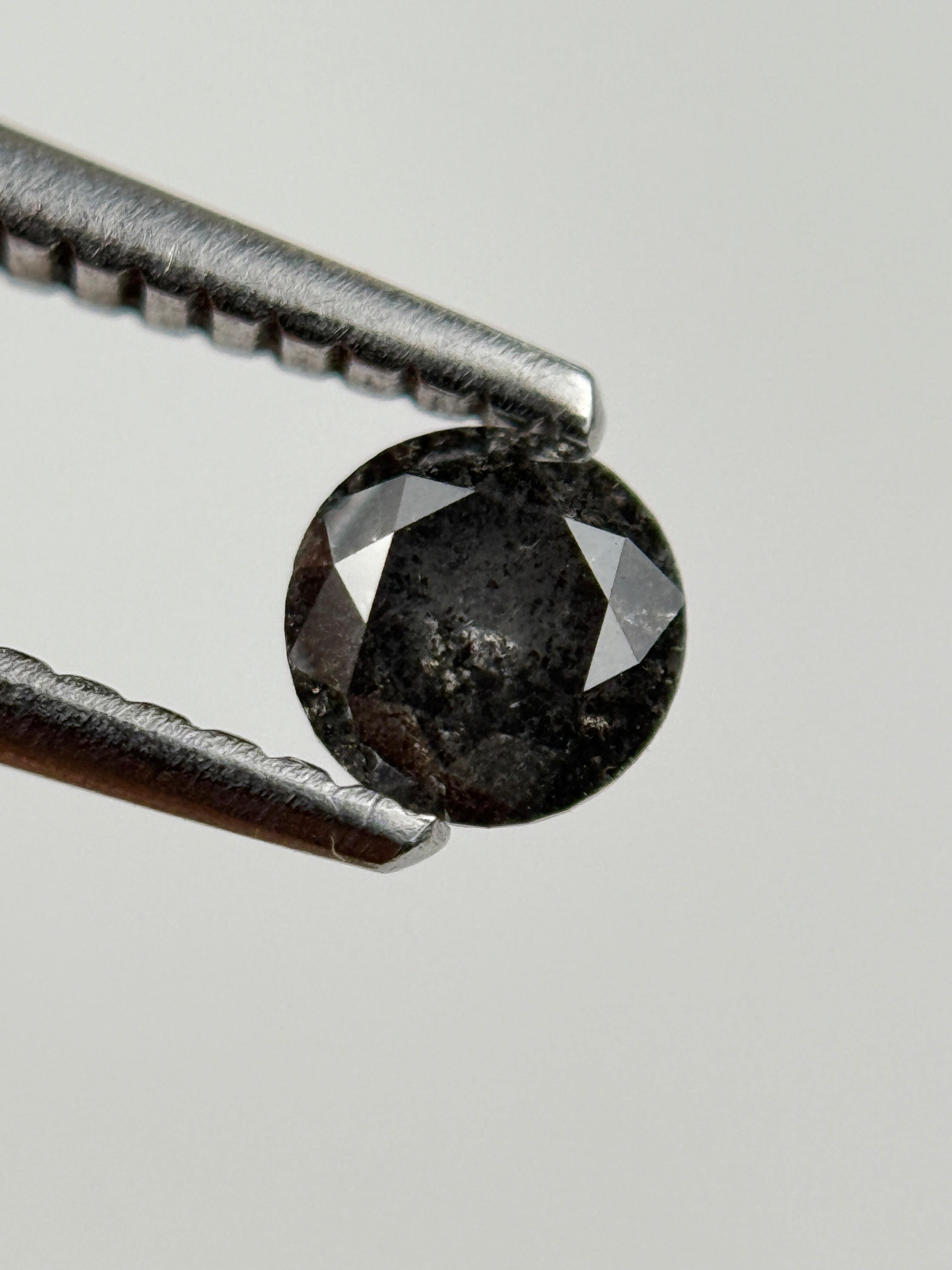 0.37 Ct Round Brilliant Cut Grey Natural Salt and Pepper Diamond