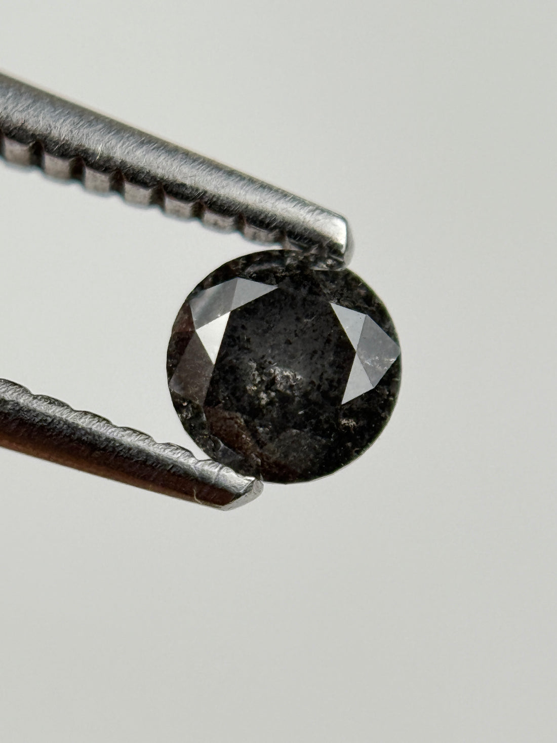 0.37 Ct Round Brilliant Cut Grey Natural Salt and Pepper Diamond