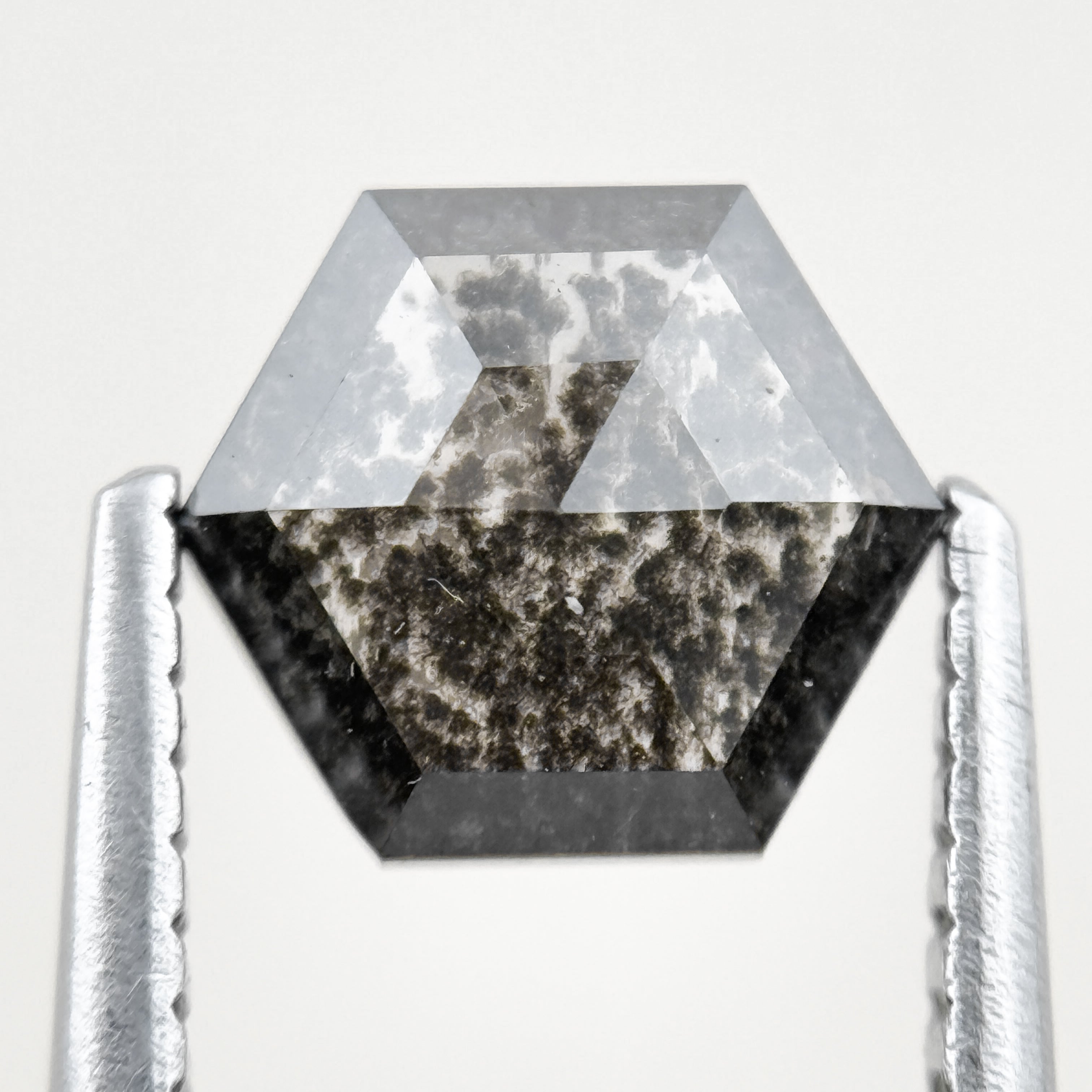 1.00 Ct Hexagon Rose Cut Grey Natural Salt and Pepper Diamond